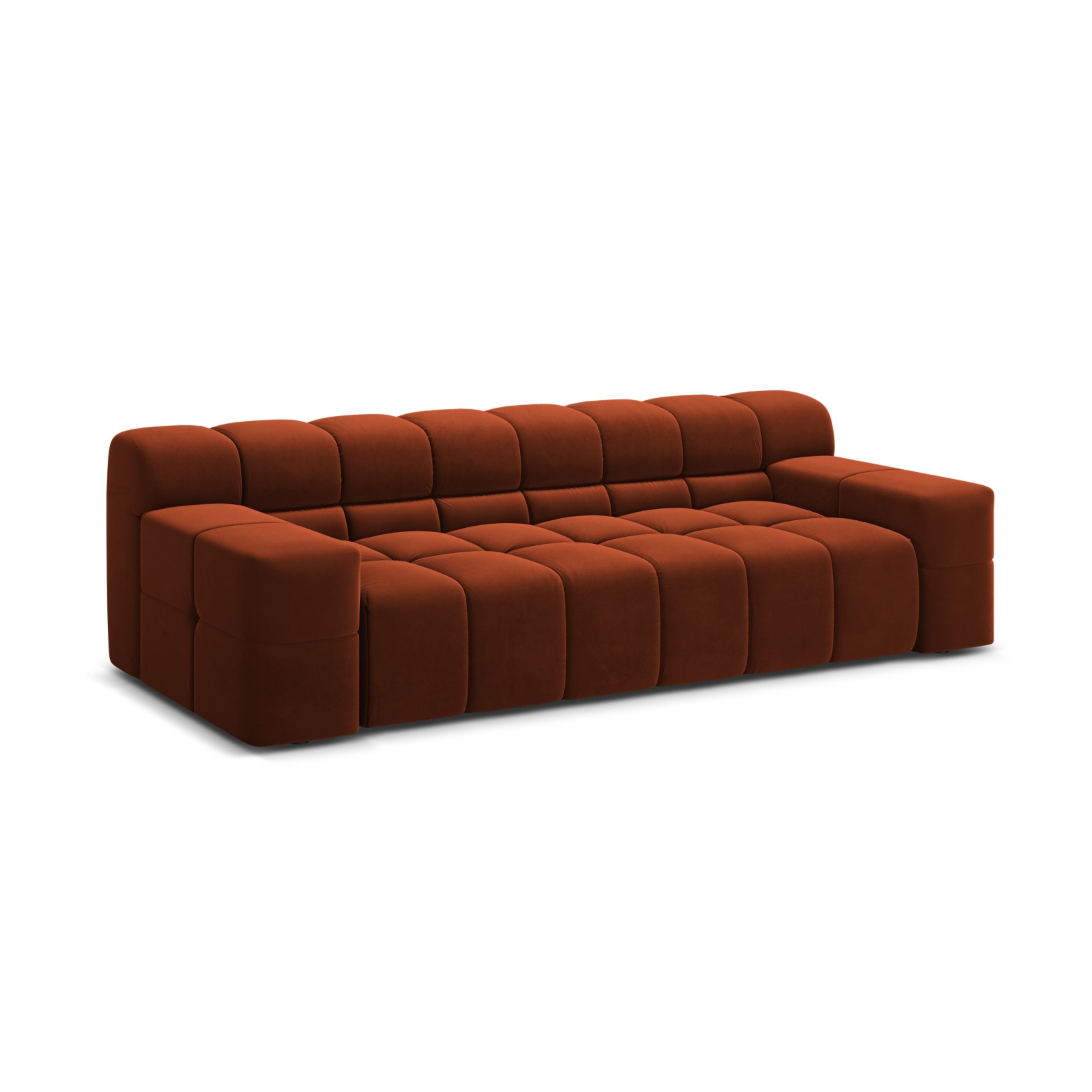 AGAVE brick-colored 3-seater velvet sofa