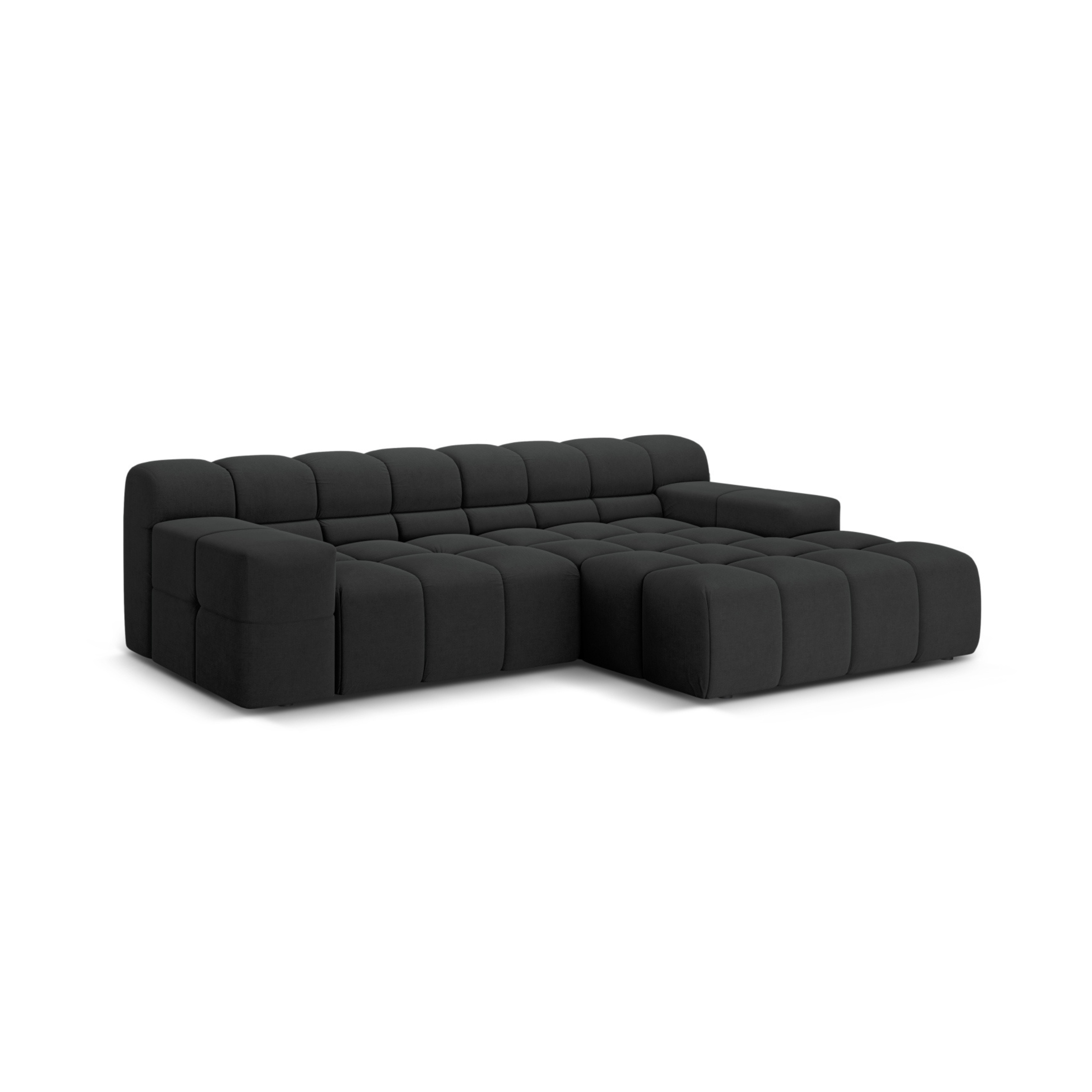 Right-facing 2-seater corner sofa AGAVE in anthracite chenille