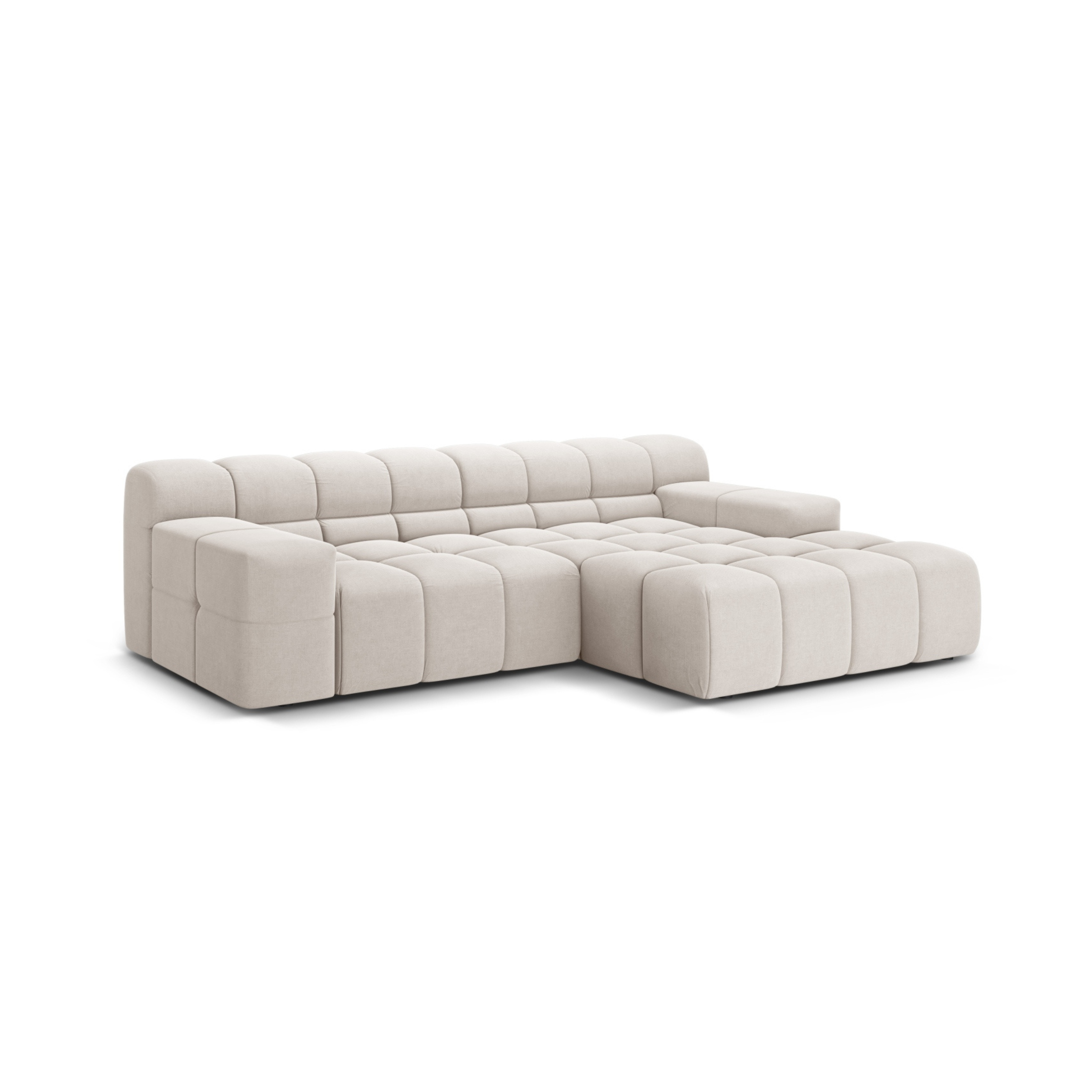 Right-facing 2-seater corner sofa AGAVE light beige chenille