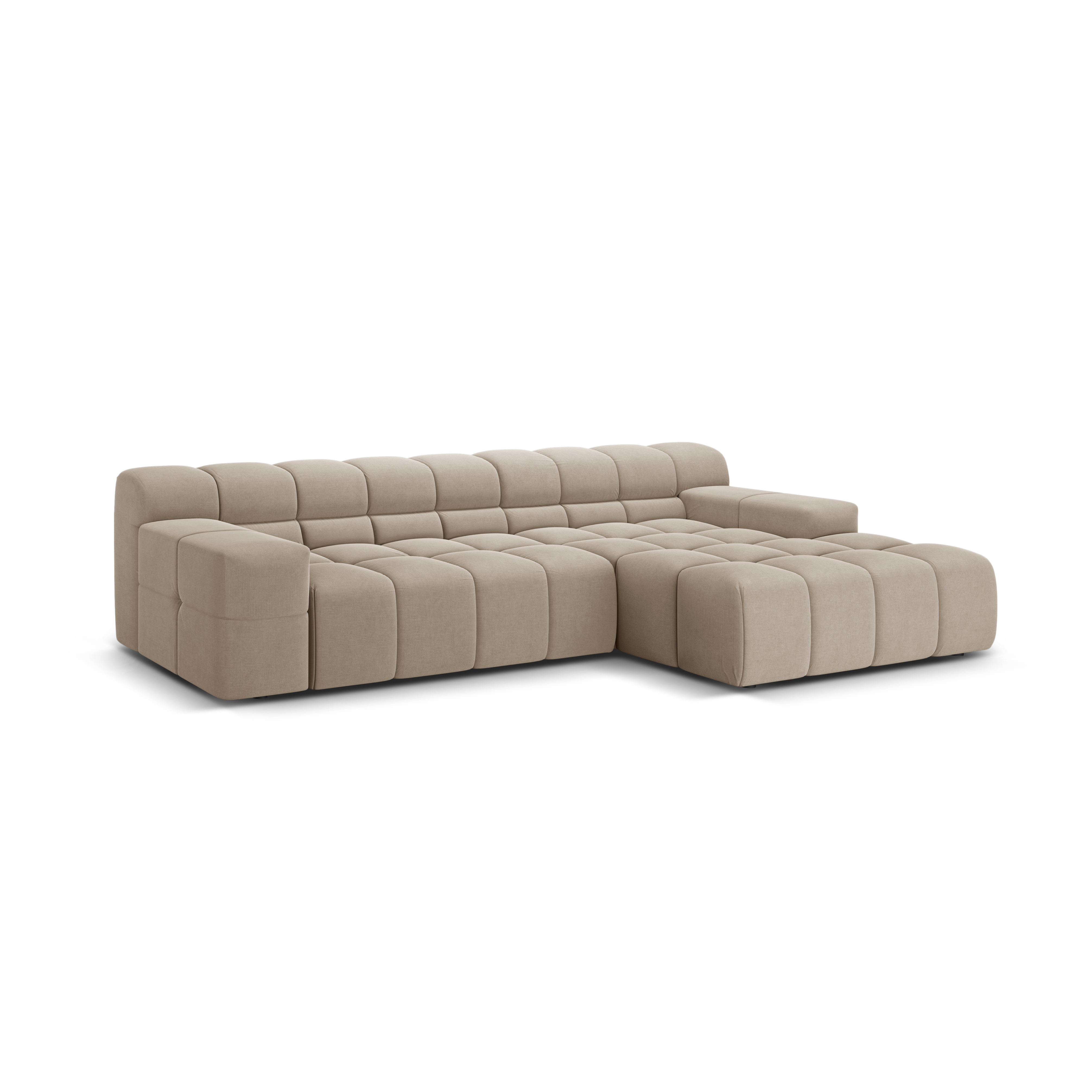 Right-facing 3-seater sofa AGAVE beige chenille