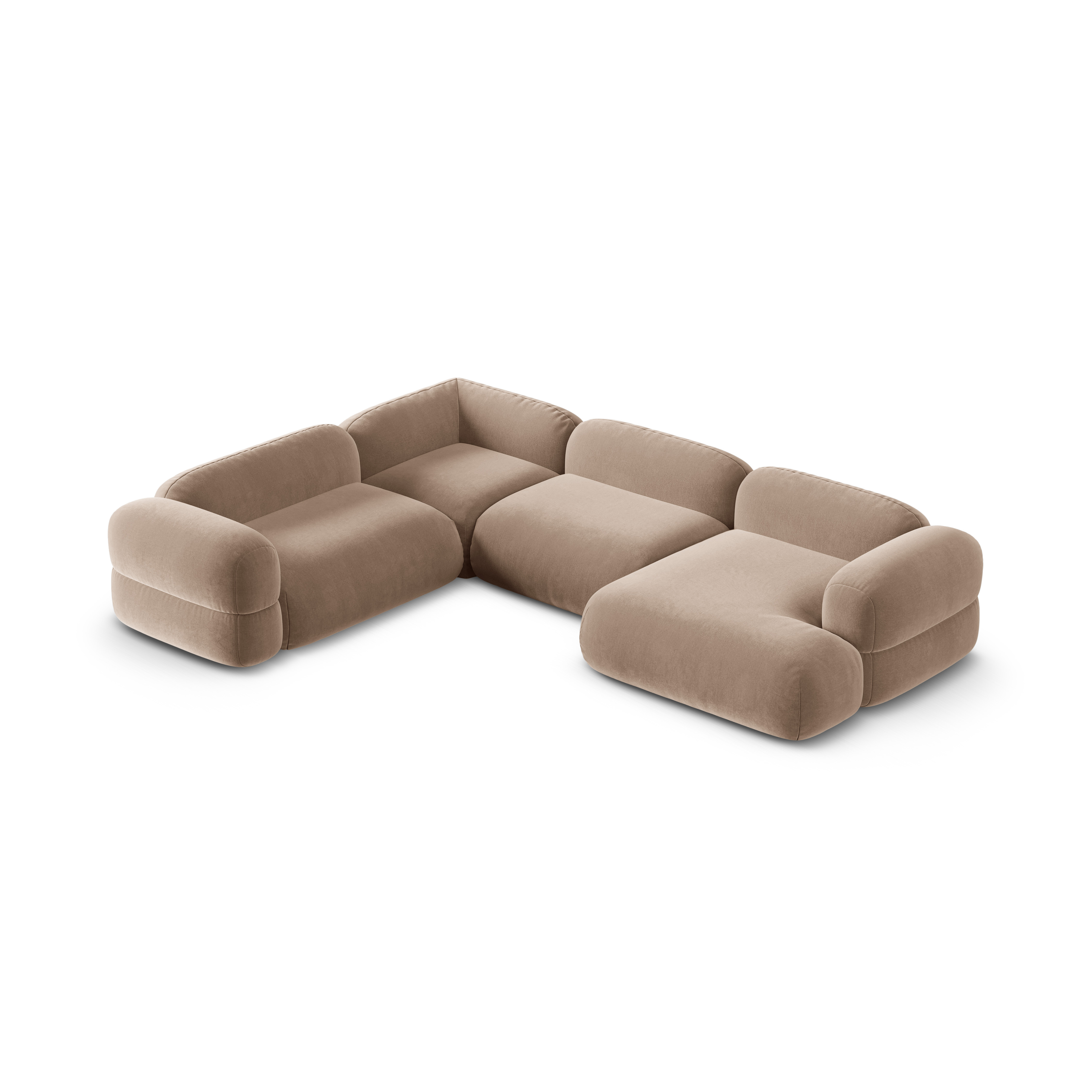 Left-facing U-shaped velvet corner sofa ROGER in dark beige