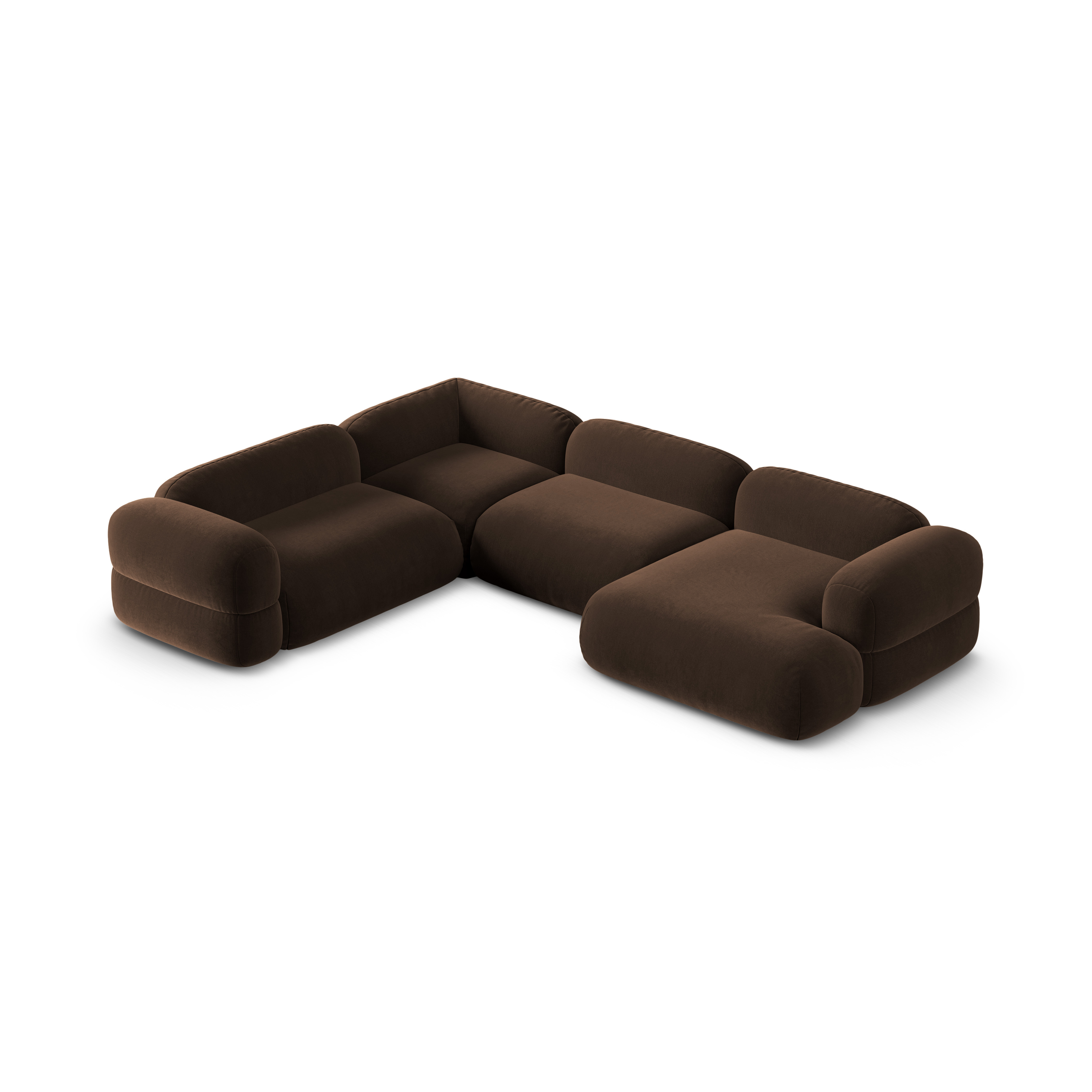 Left-facing U-shaped velvet corner sofa ROGER chocolate