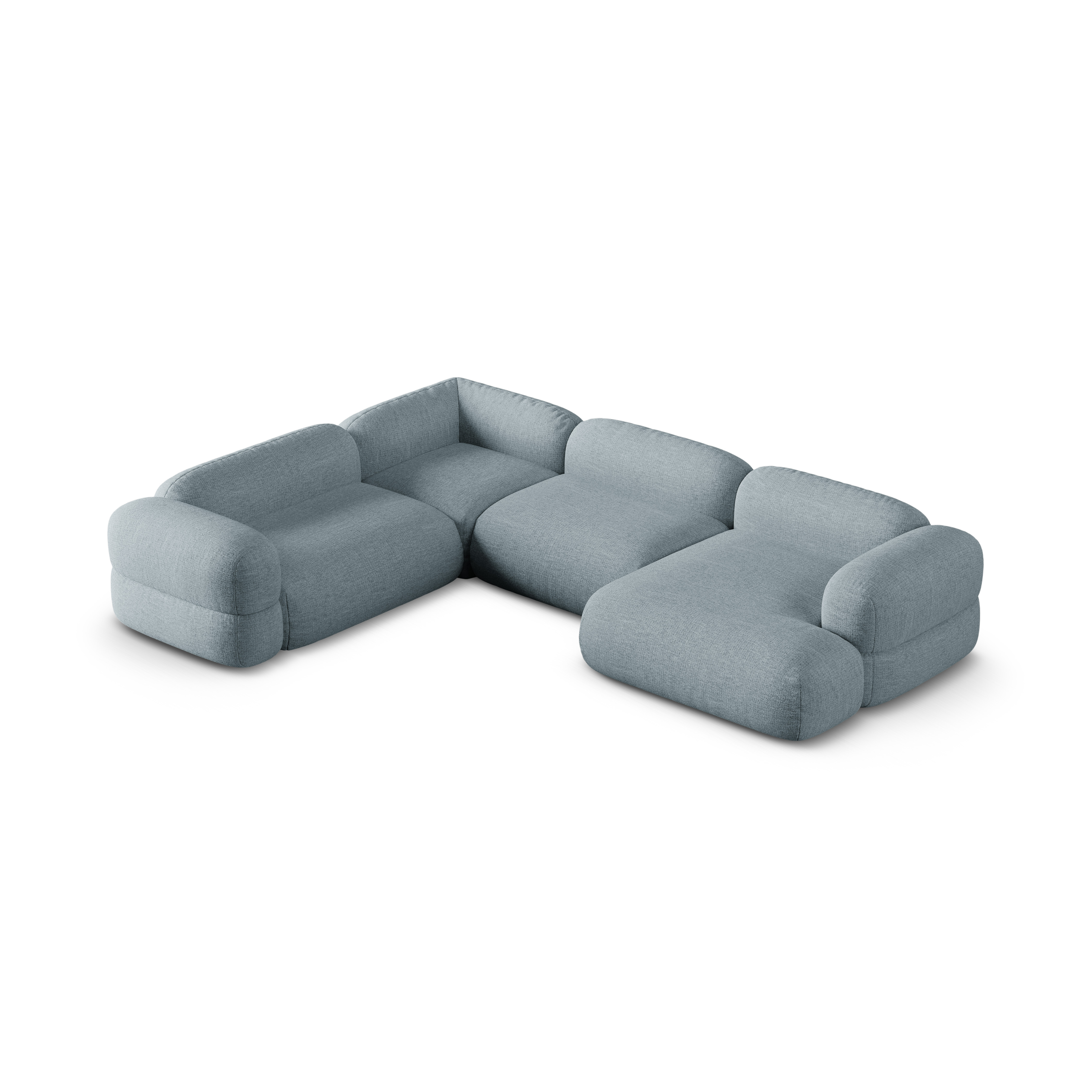 Left-facing U-shaped Corner Sofa ROGER in blue chenille