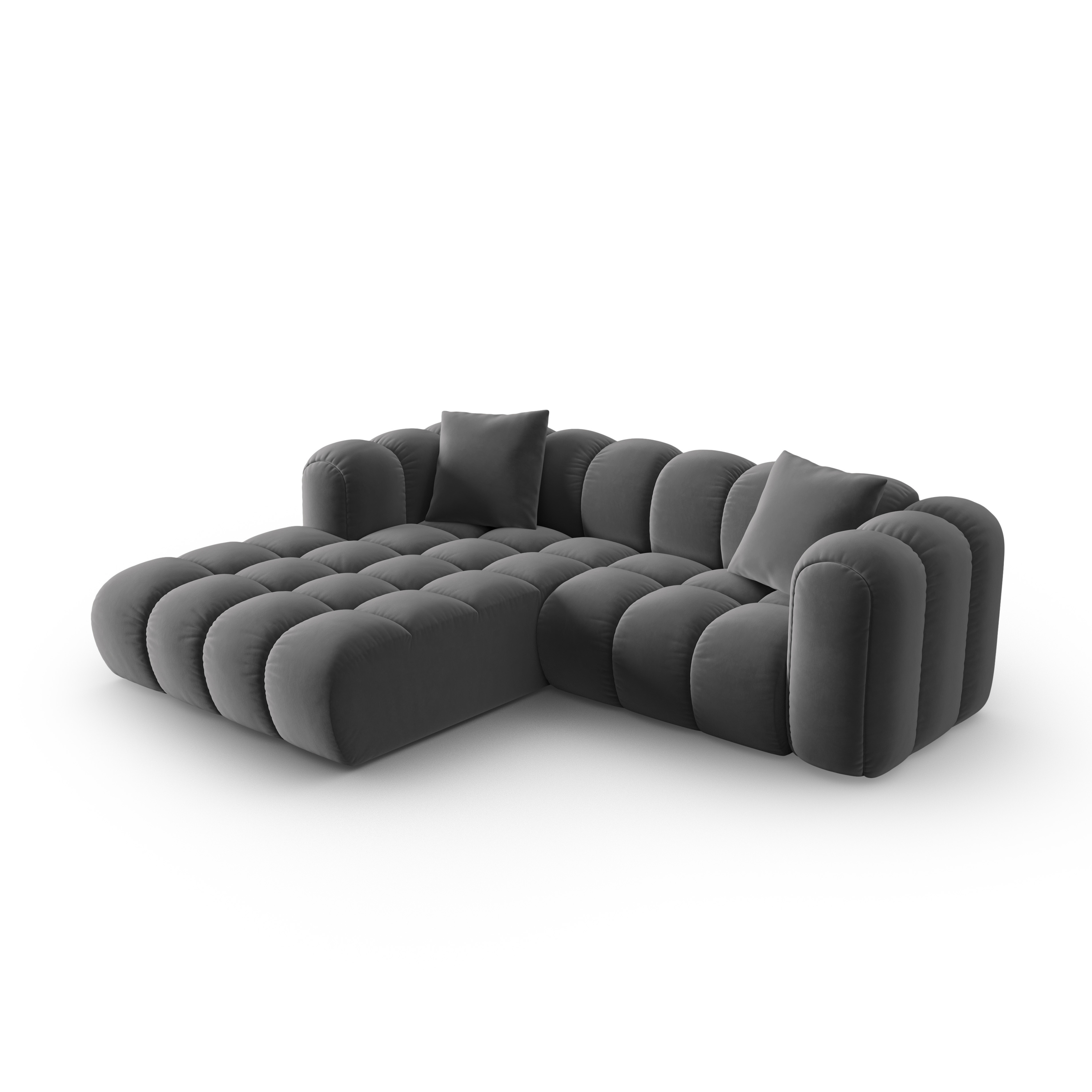 Left-facing 3-seater velvet corner sofa ASTRO gray