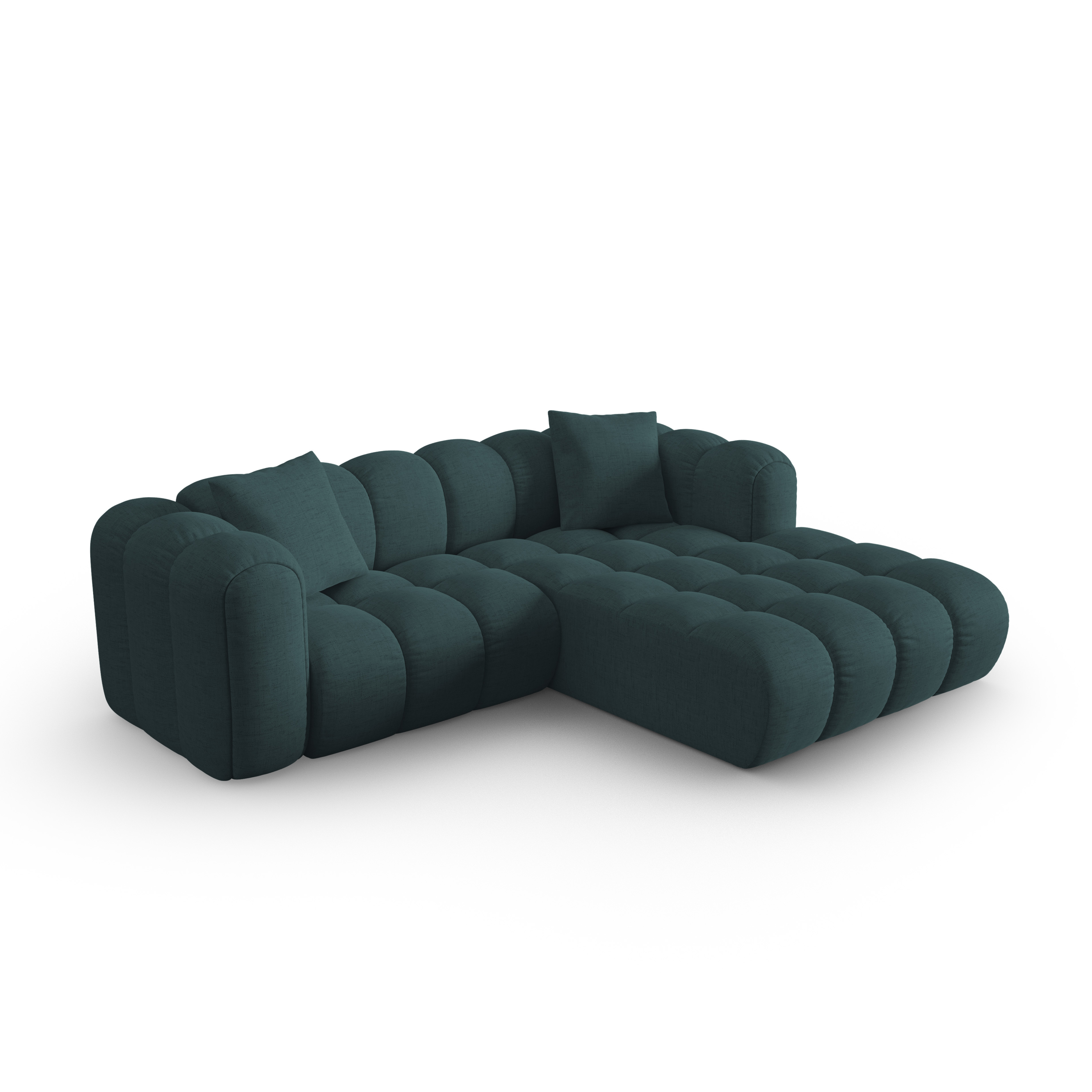Right-facing 3-seater corner sofa ASTRO turquoise chenille