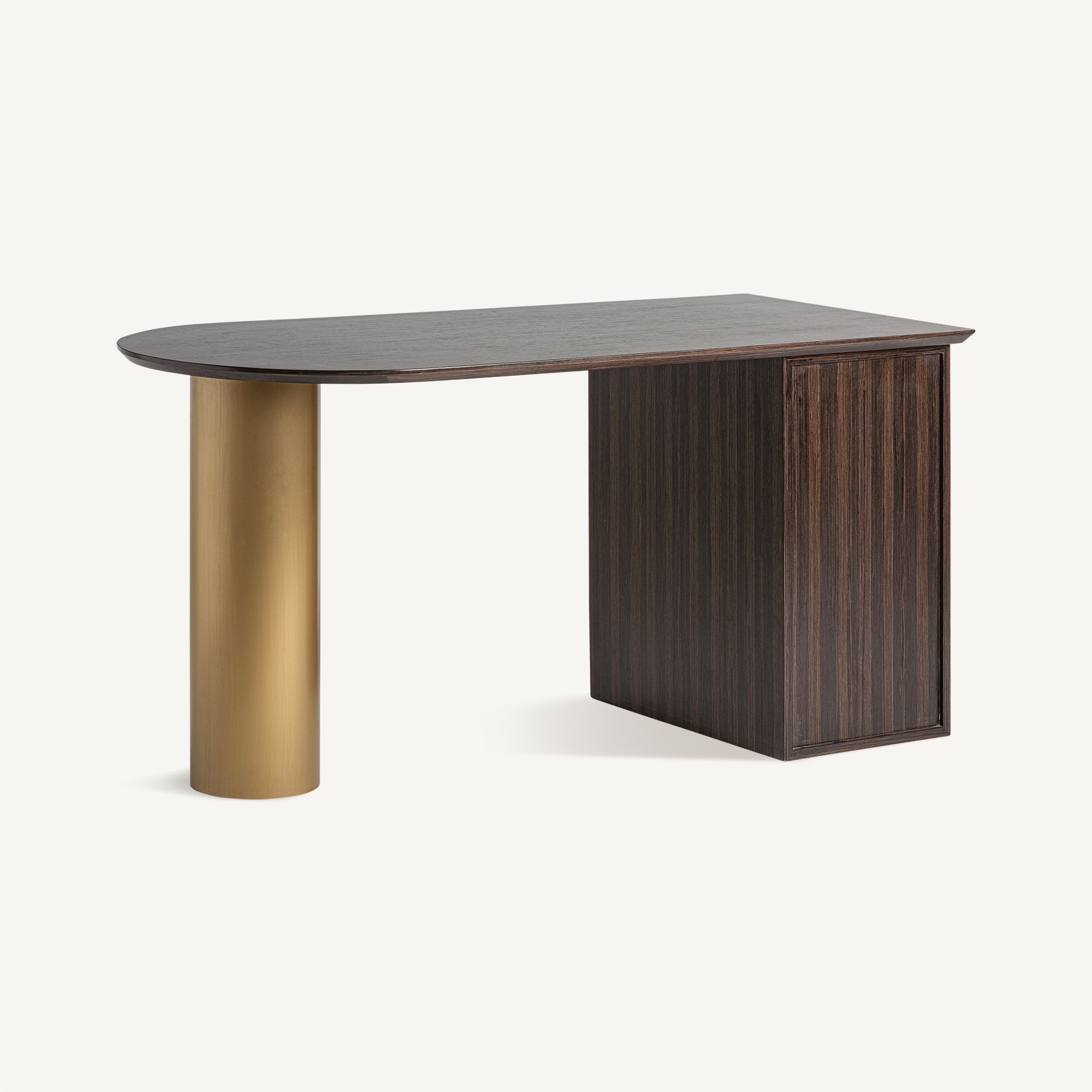 CHEB desk in pine wood with a gold base