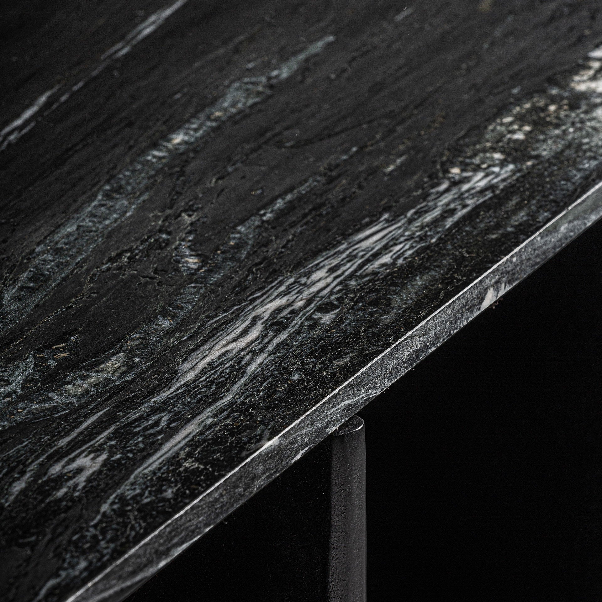 NARA Book Cabinet in Black Oak with Marble Top