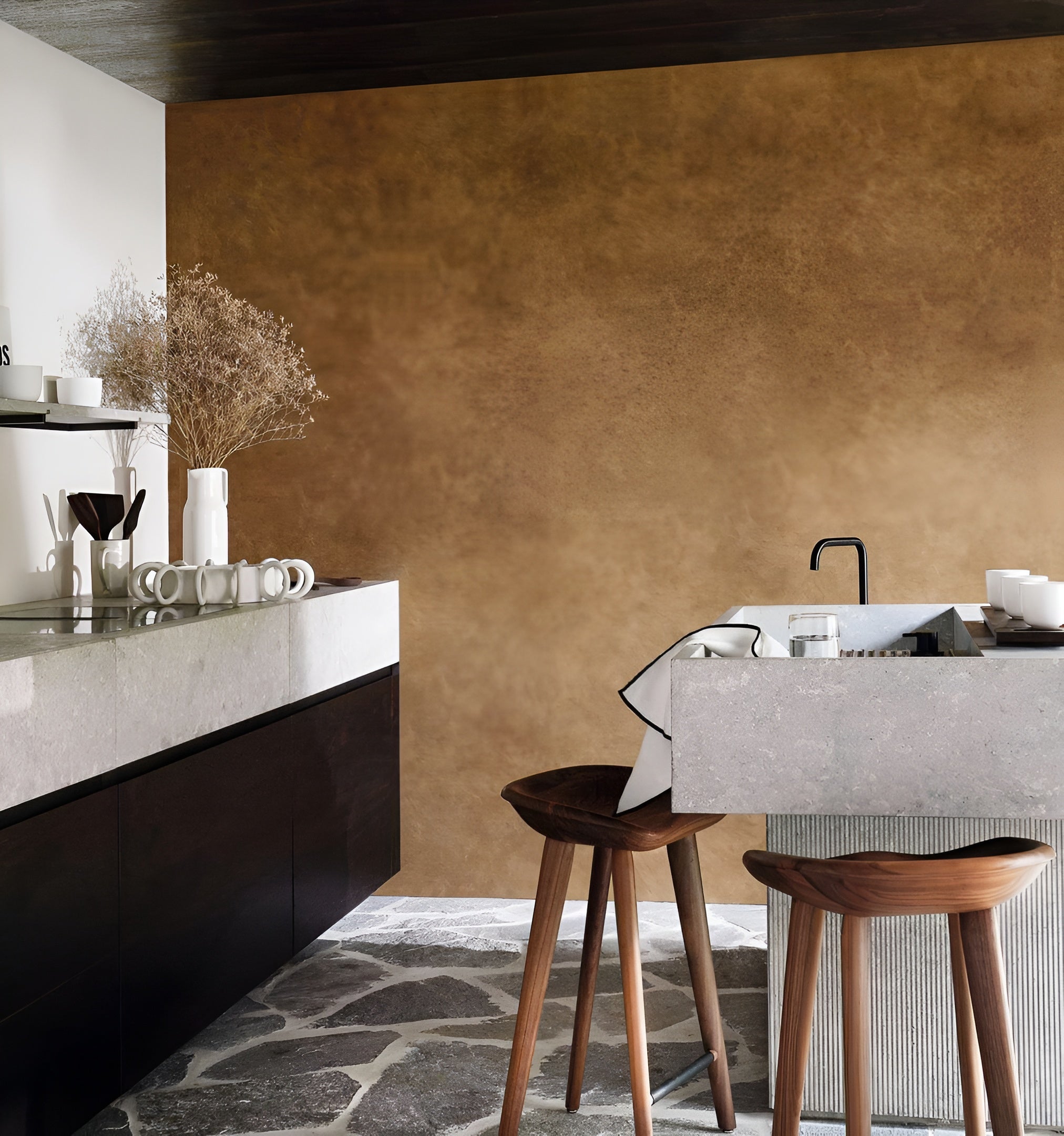 Štruktúrovaná tapeta napodobňujúca plátno ARGILE - TMAVO HNEDÁ teplá taupe