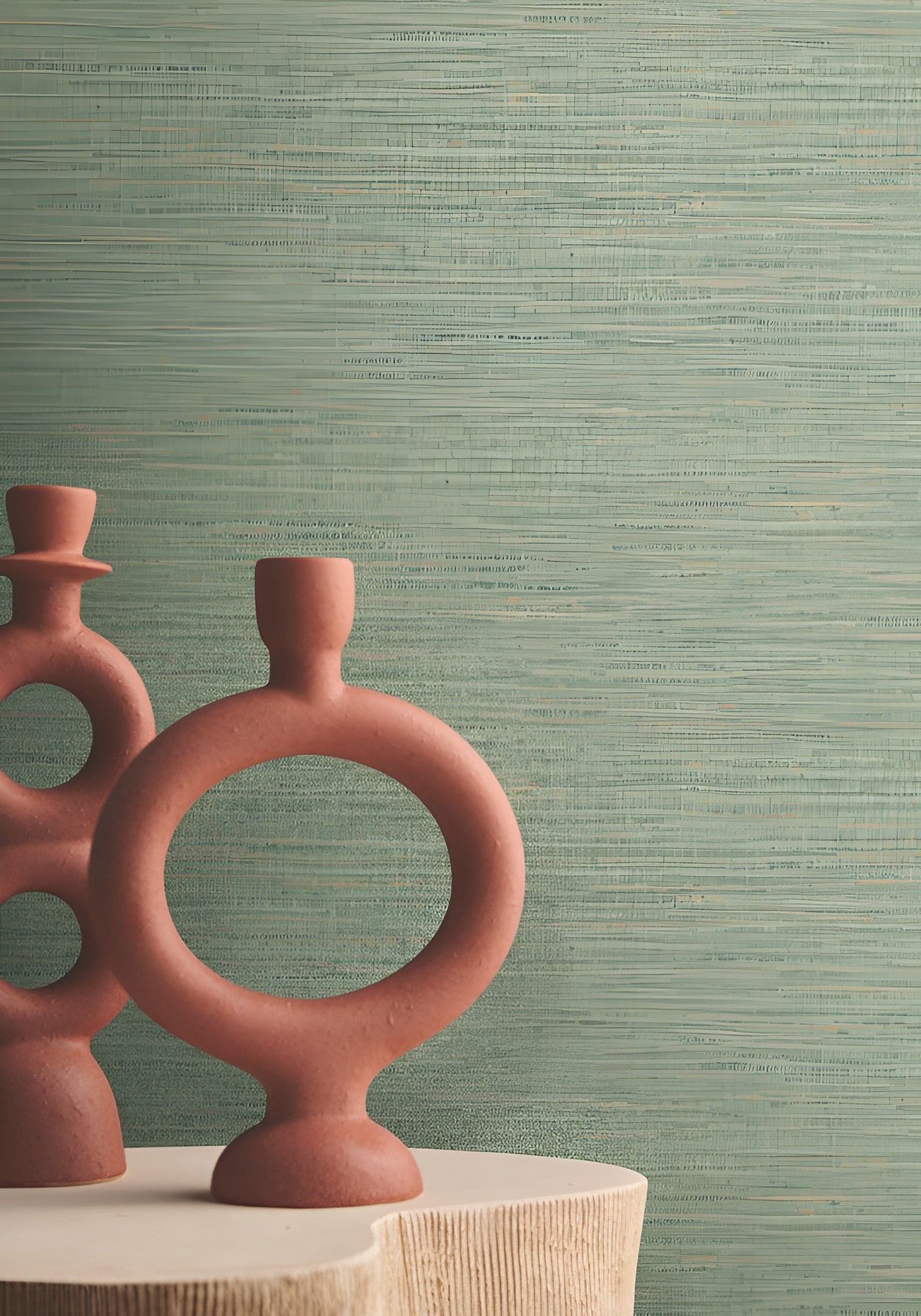 Textured wallpaper resembling canvas OCCITAN - SAGE green