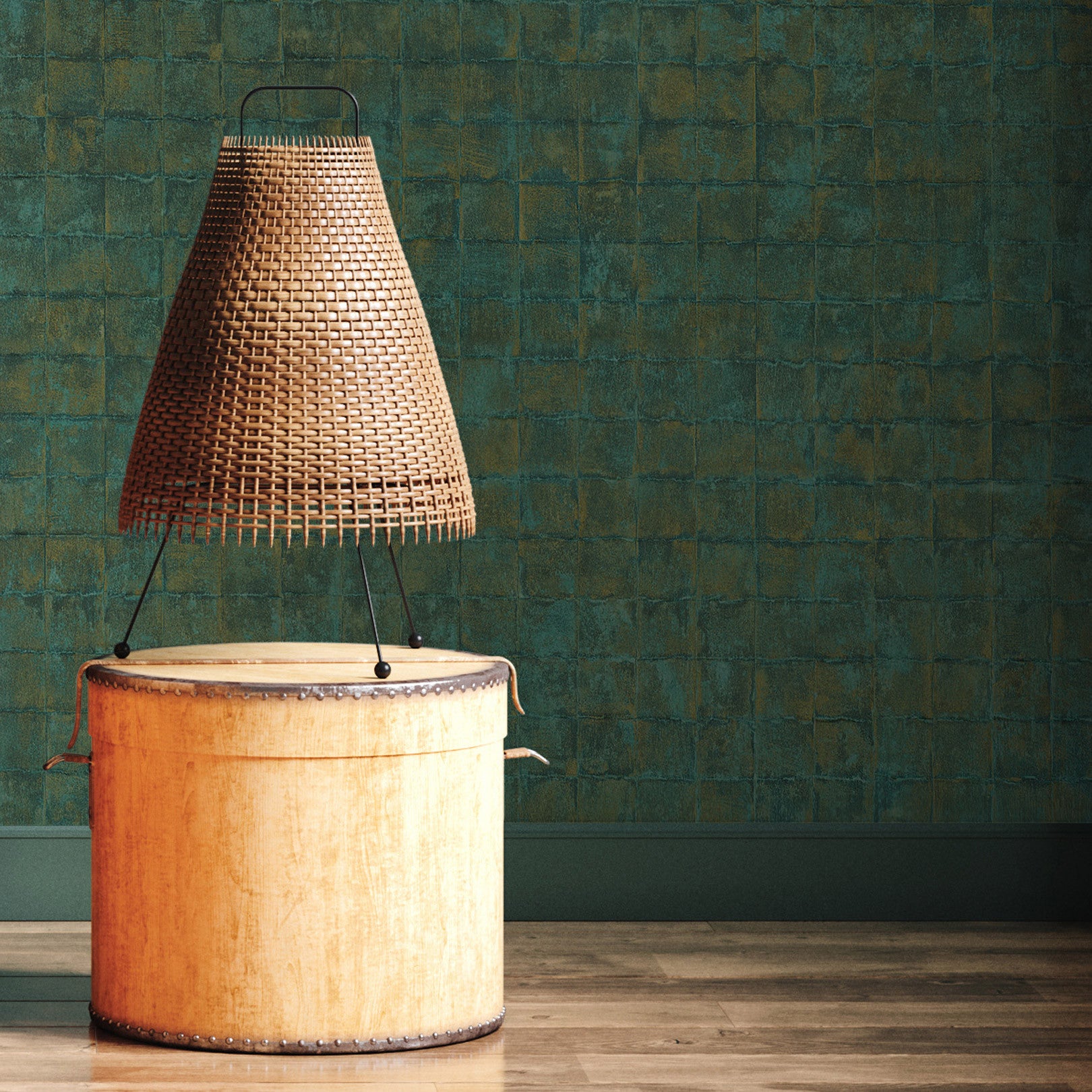 Tapeta so štruktúrou napodobňujúcou dlaždice FAENZA - EMERAUDE smaragdová