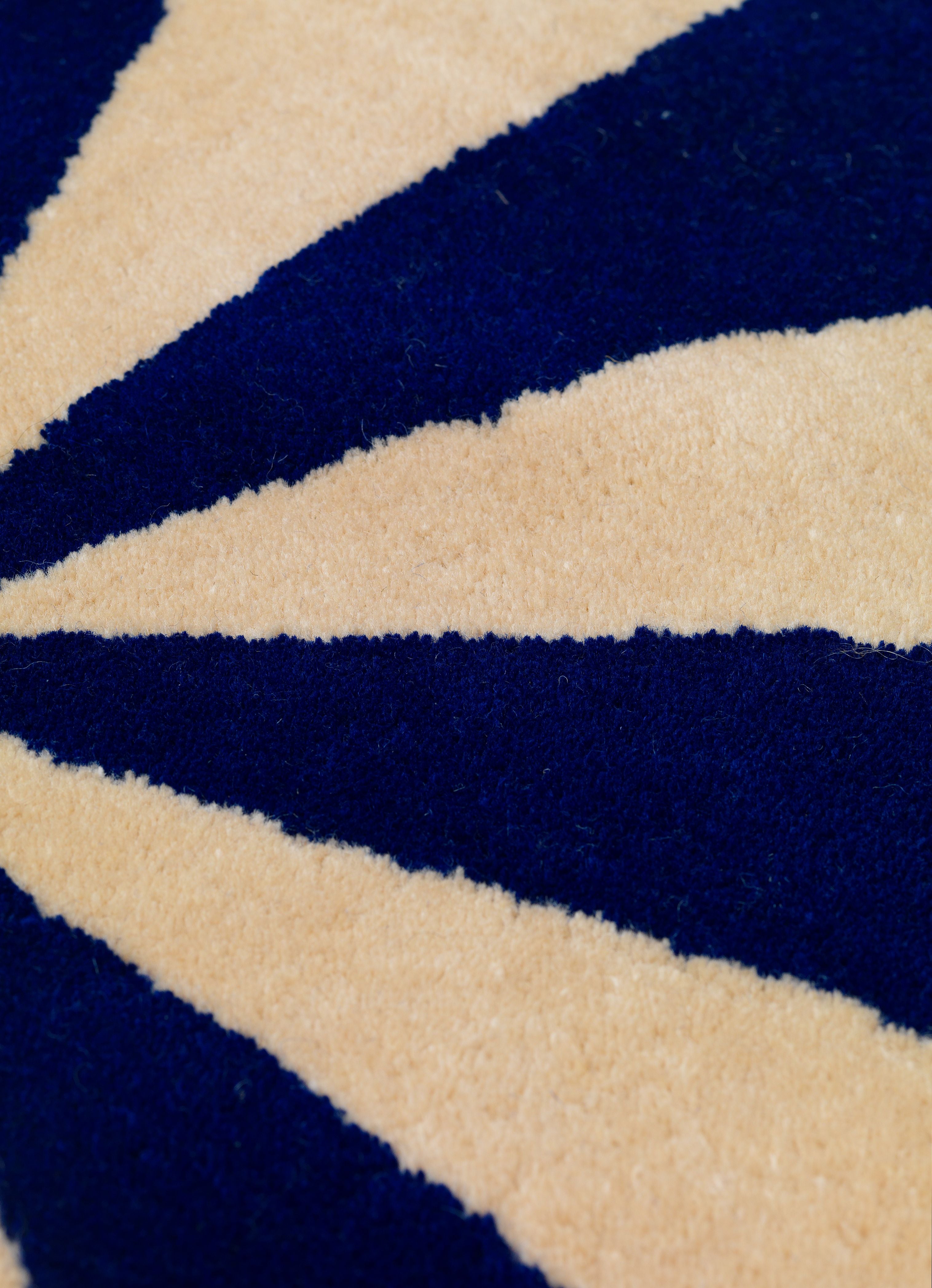 Kruhový koberec ARCH modrý s béžovým