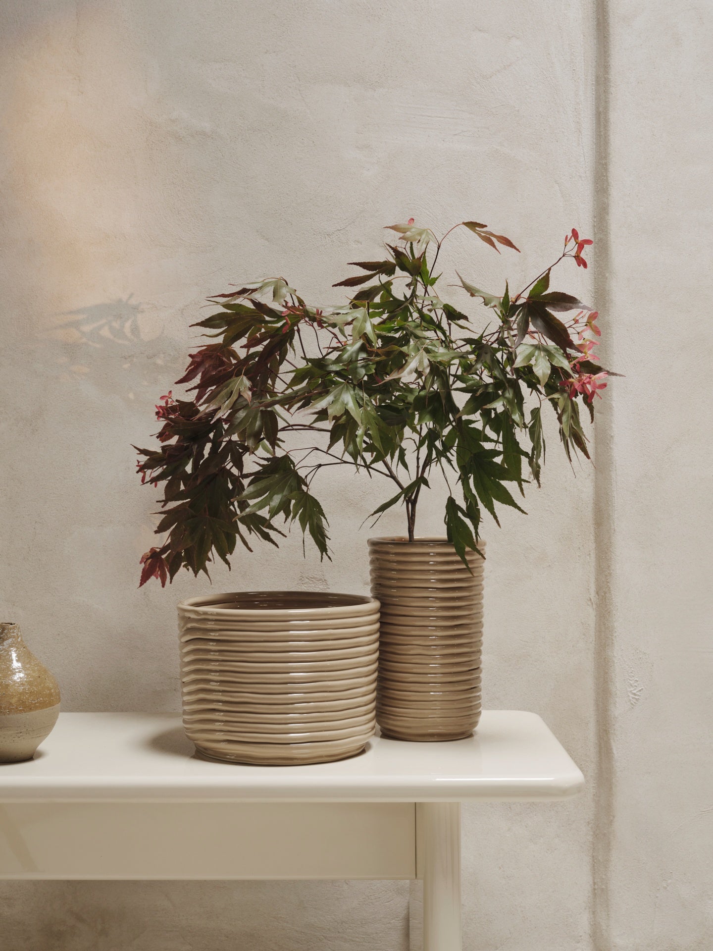 Beige corduroy vase