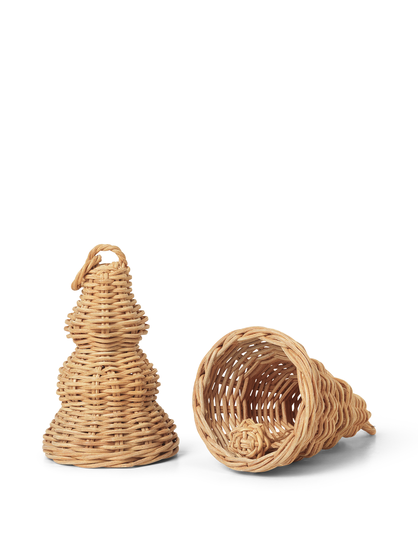 BRAIDED BELL rattan woven ornament set