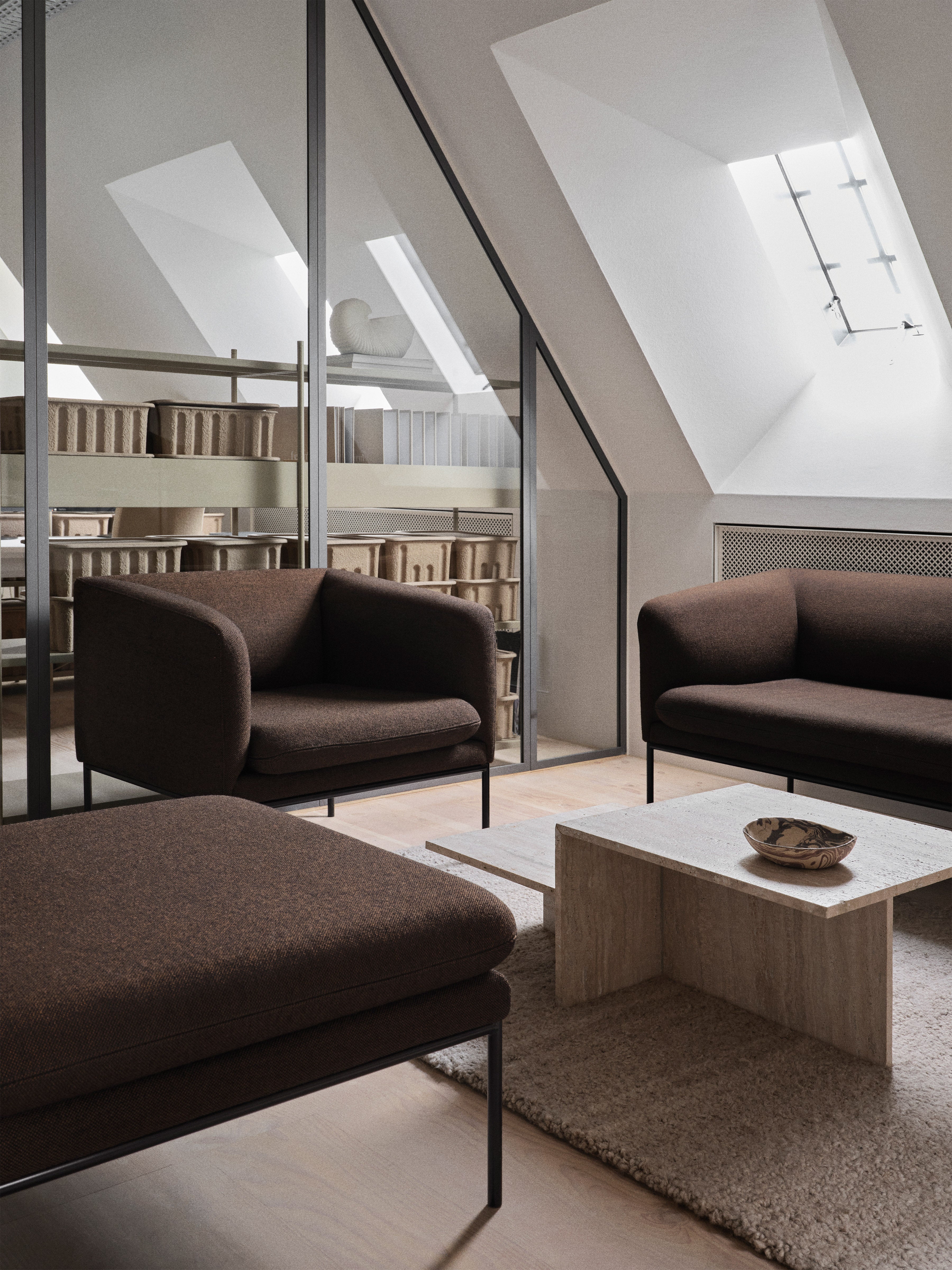 Distinct coffee table beige travertine