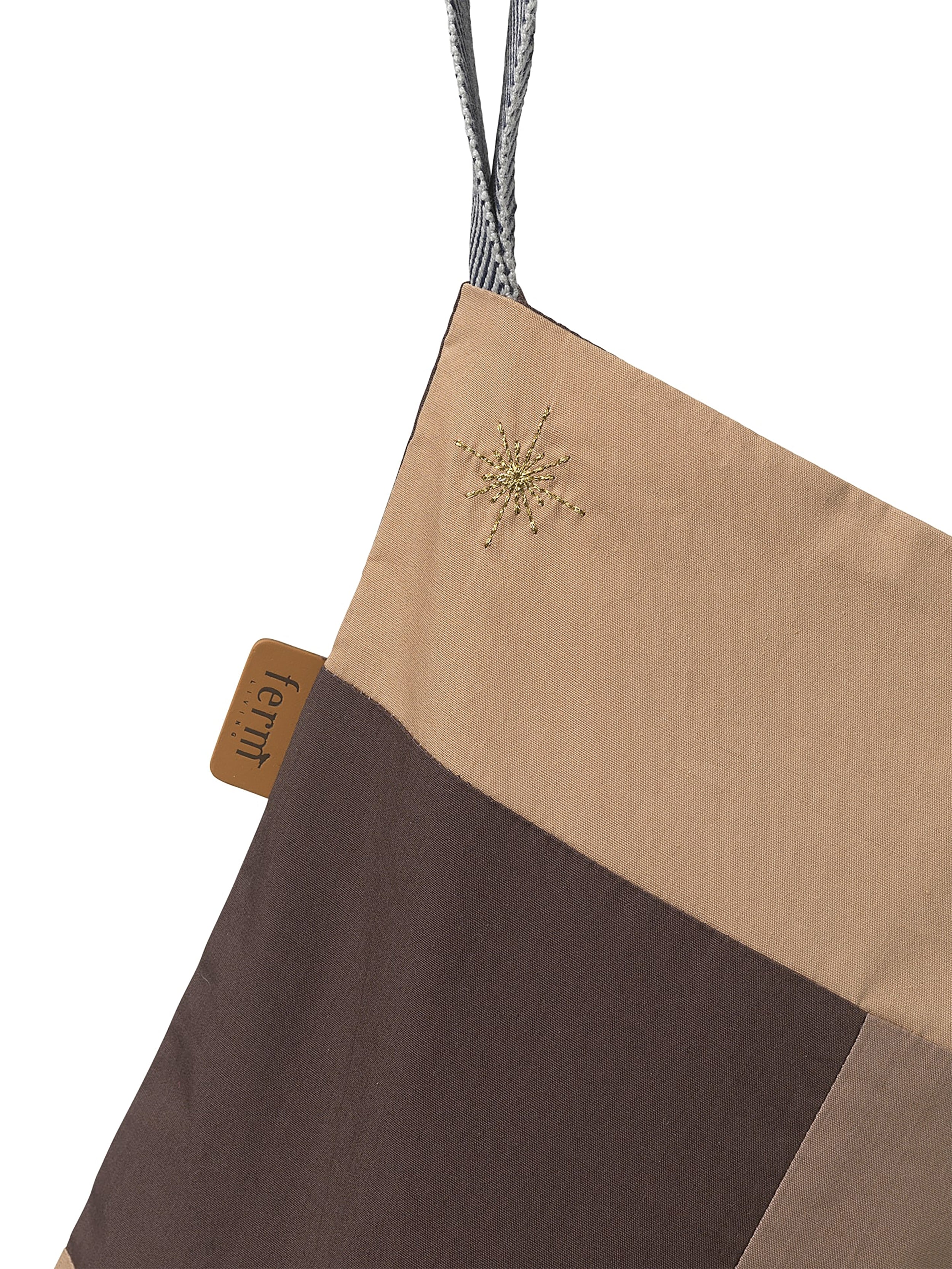 Patchwork Christmas Stocking beige with brown