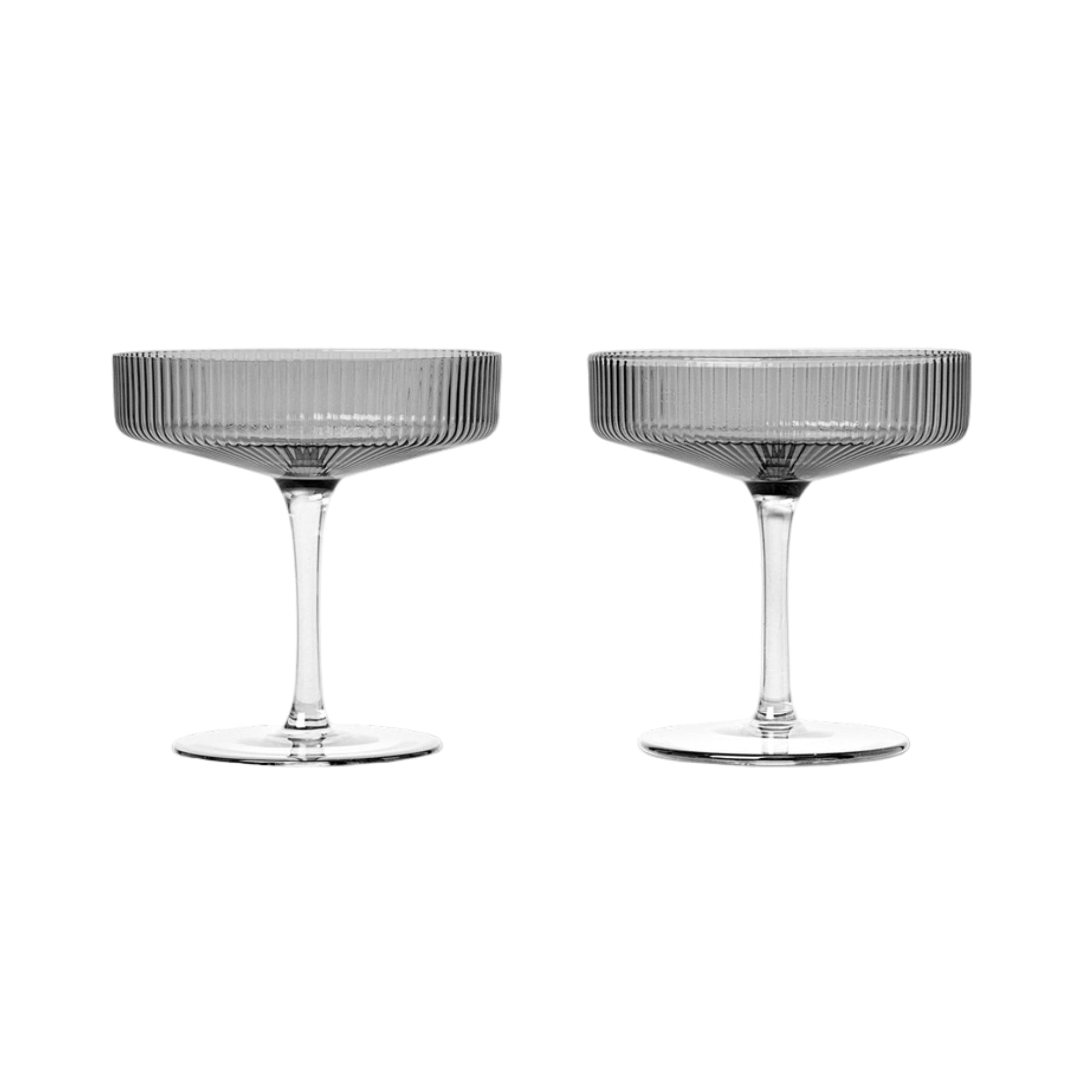 Ripple Saucers Champagne Glass Set Smoked Glass