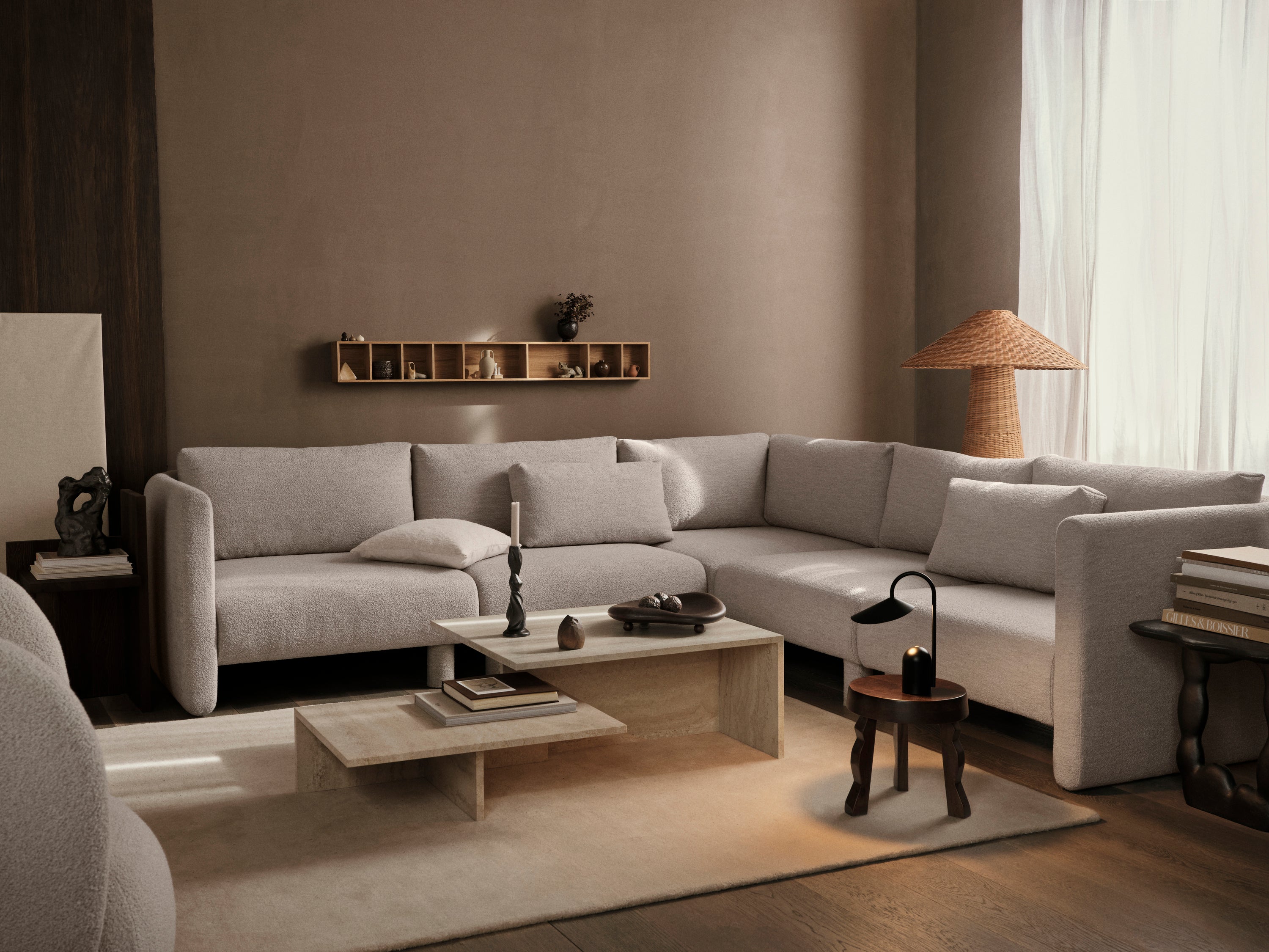 Dase modular sofa - Soft Bouclé dark brown corner element