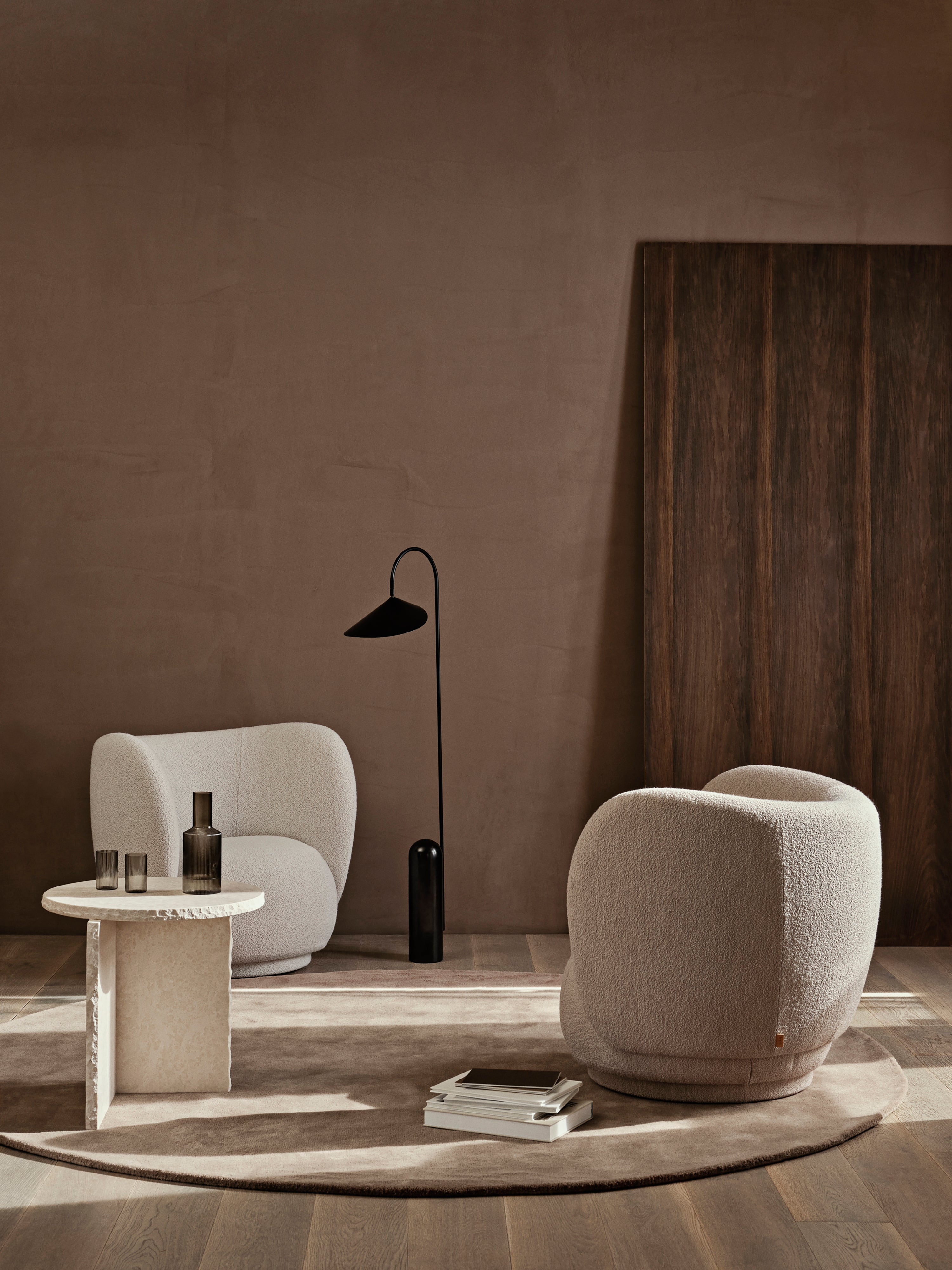 Rico lounge boucle sand armchair