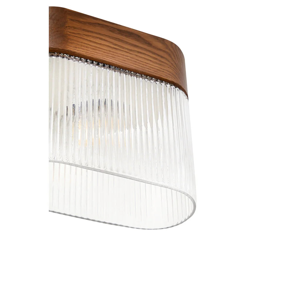 FLUMINA wall lamp with ribbed glass and ash wood