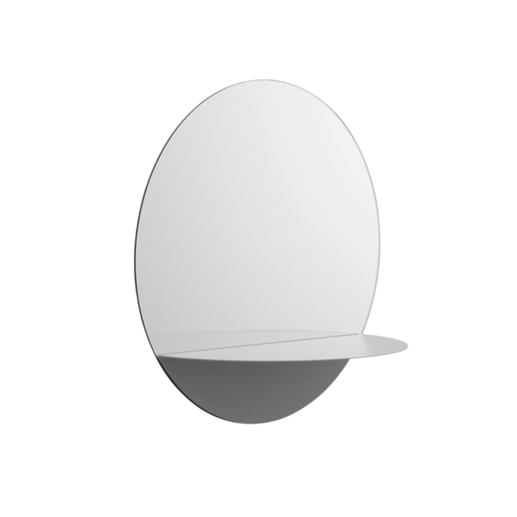 Lustro okrągłe z półką HORIZON ROUND szary