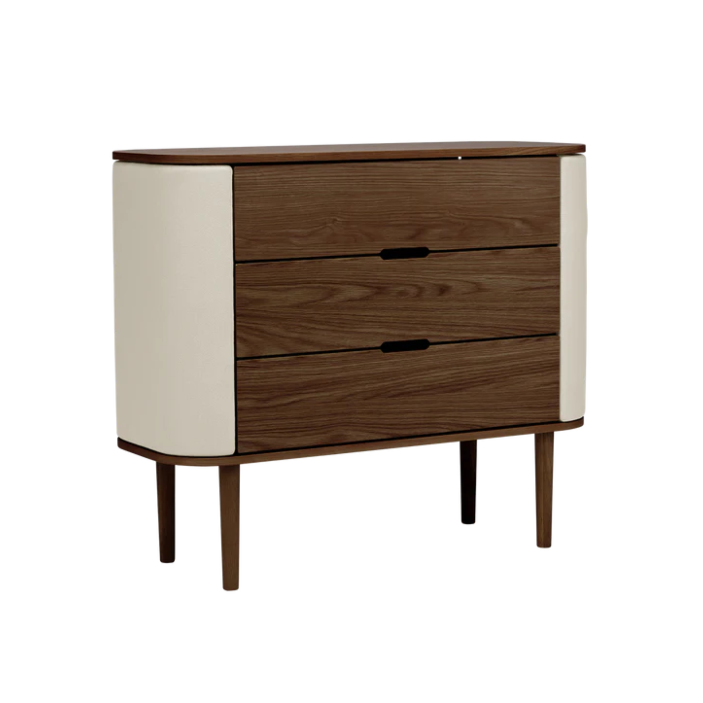 TREASURES cabinet in sandy color with a dark oak base