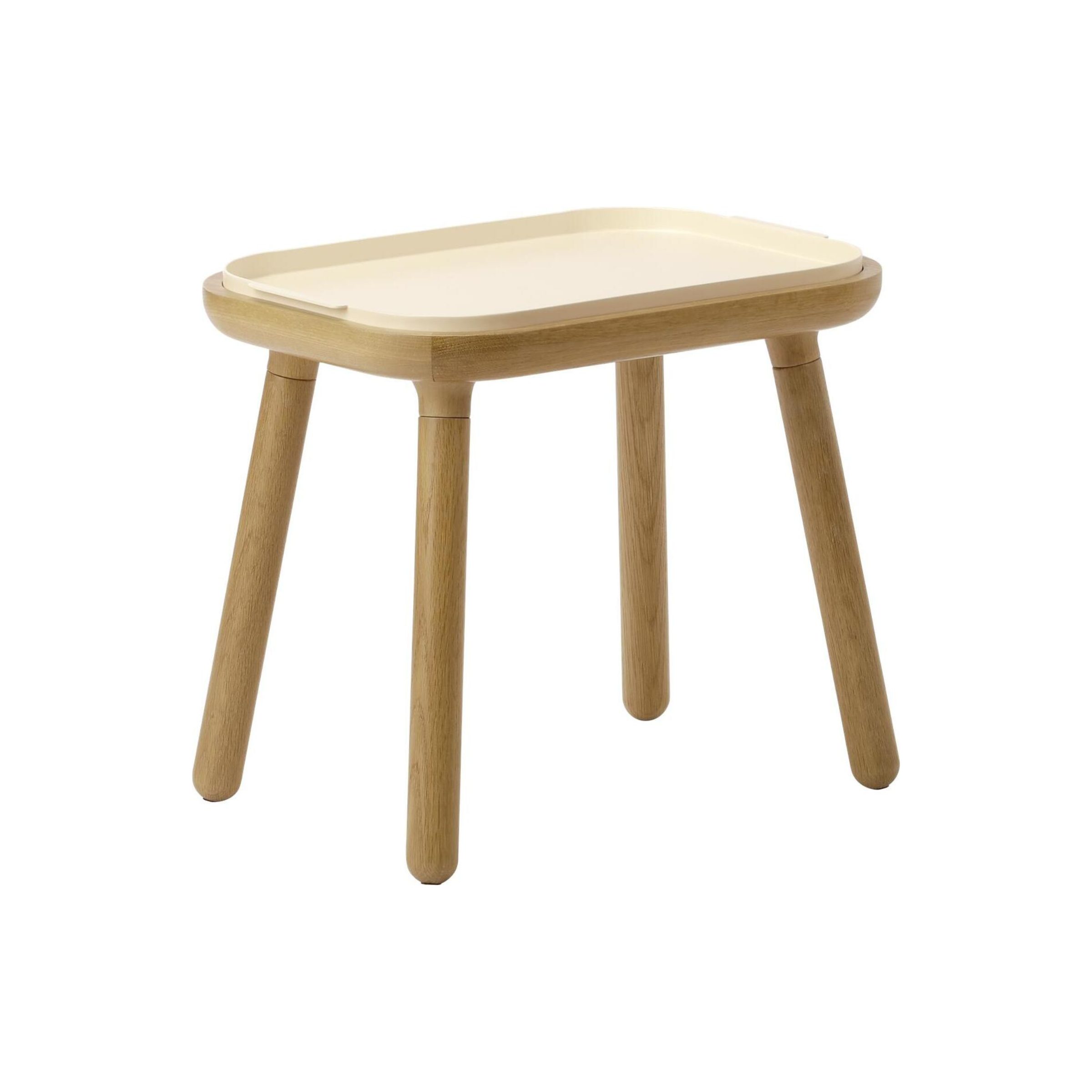 Stolik PAFF perlová biela s dubovou základňou