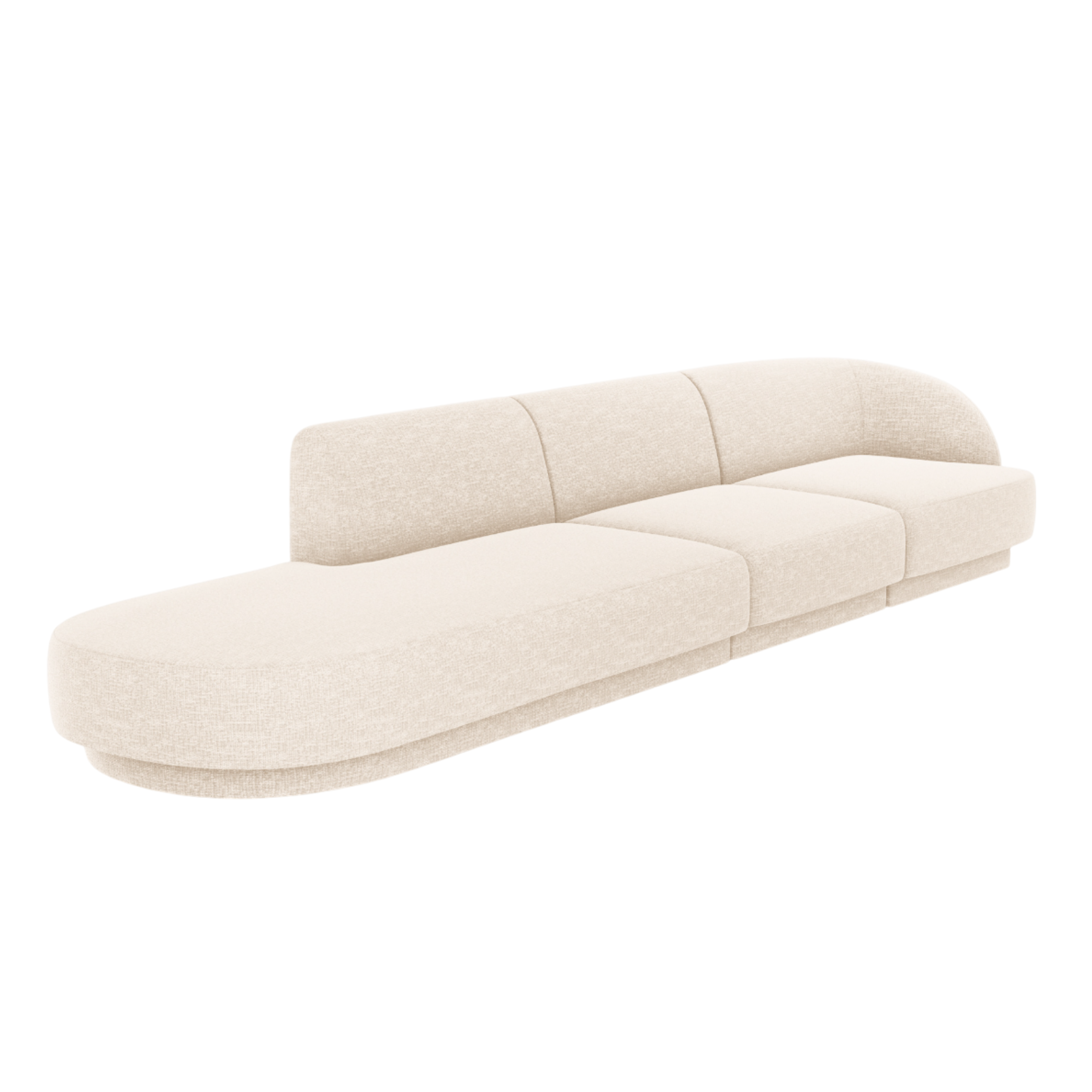 Open left-sided 4-seater sofa MILEY ivory chenille