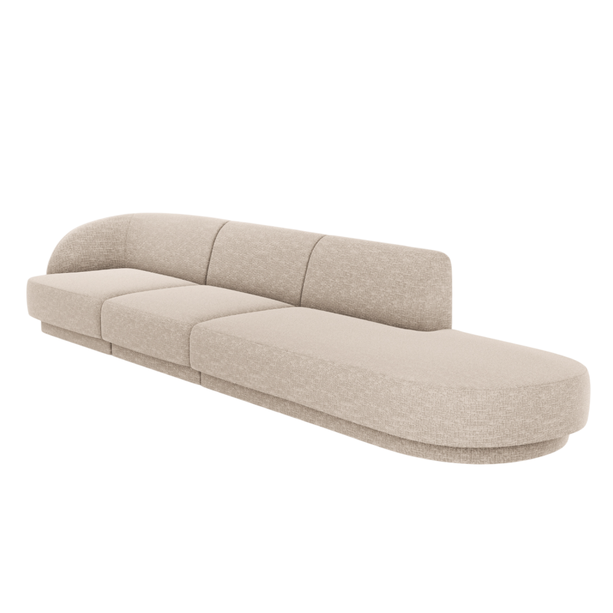 Open right-sided 4-seater sofa MILEY beige chenille