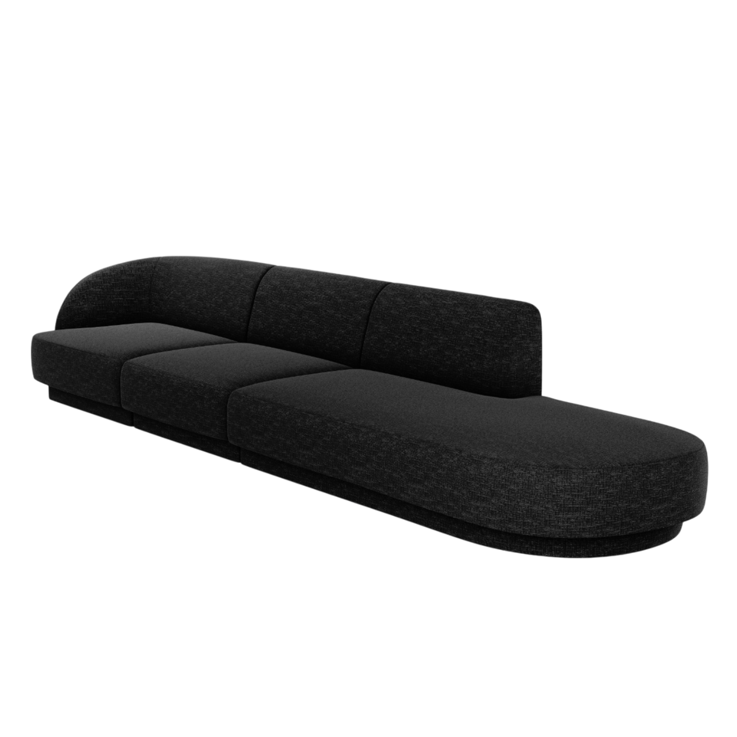 Pohovka otvorená pravostranná 4-miestna otvorená MILEY čierny šenil