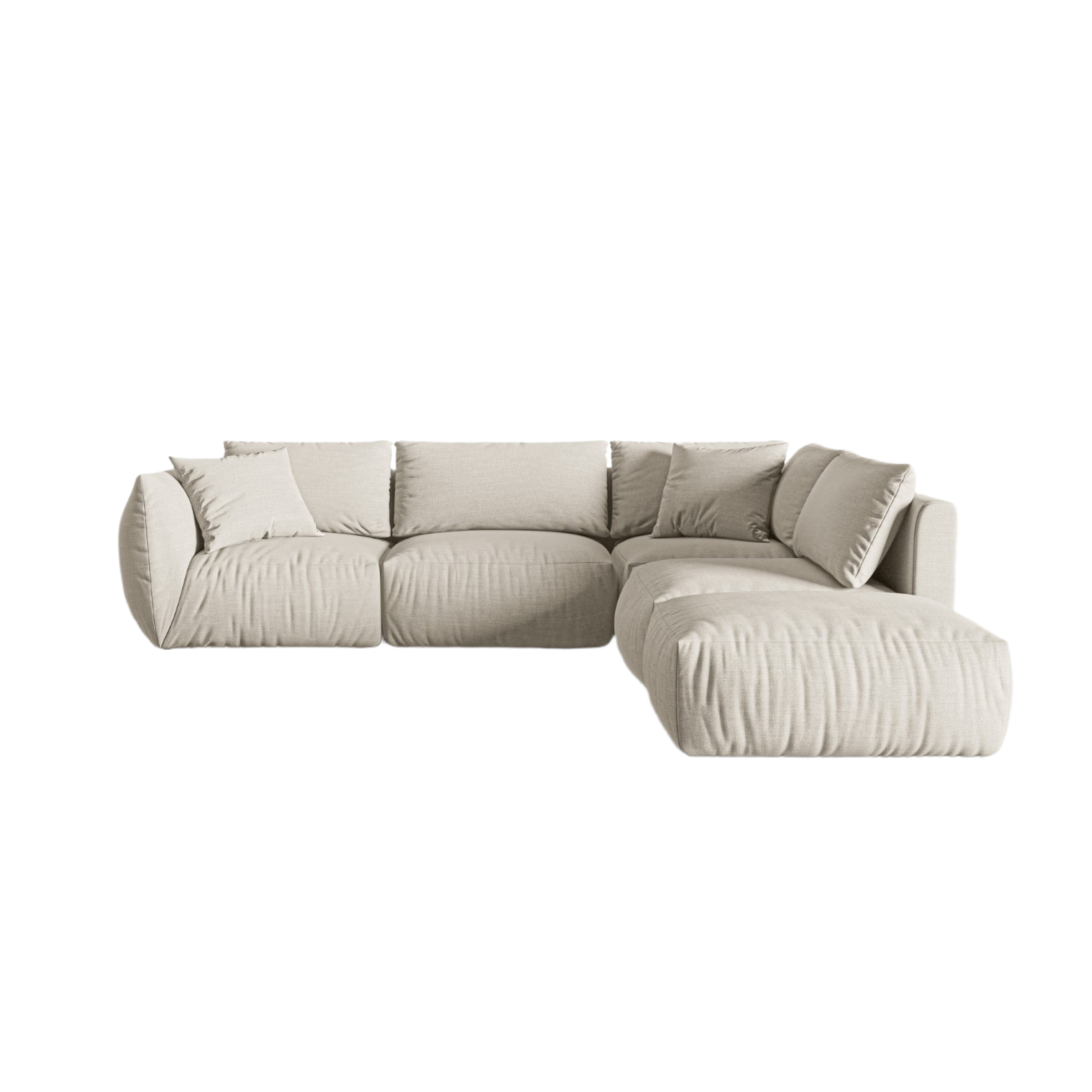 Right-facing modular corner sofa for 4 people CHRIS cream chenille