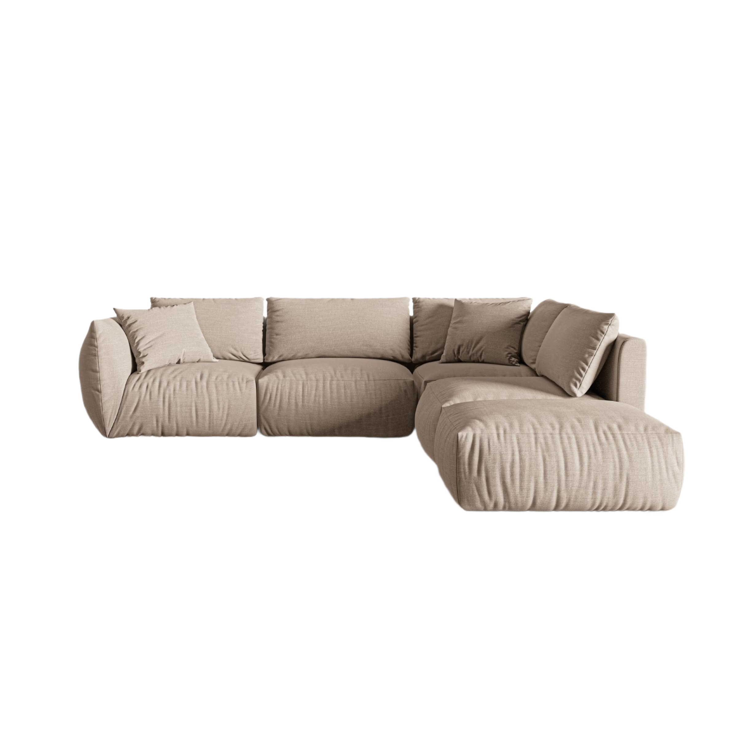 Right-facing modular corner sofa for 4 people CHRIS sand-colored chenille