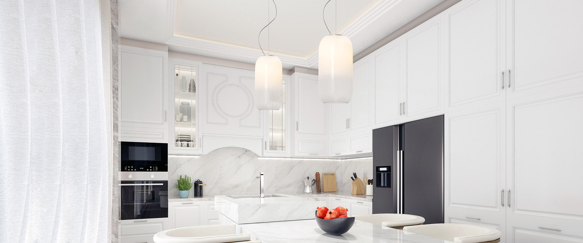 GOPLE White Pendant Lamp with White Finish