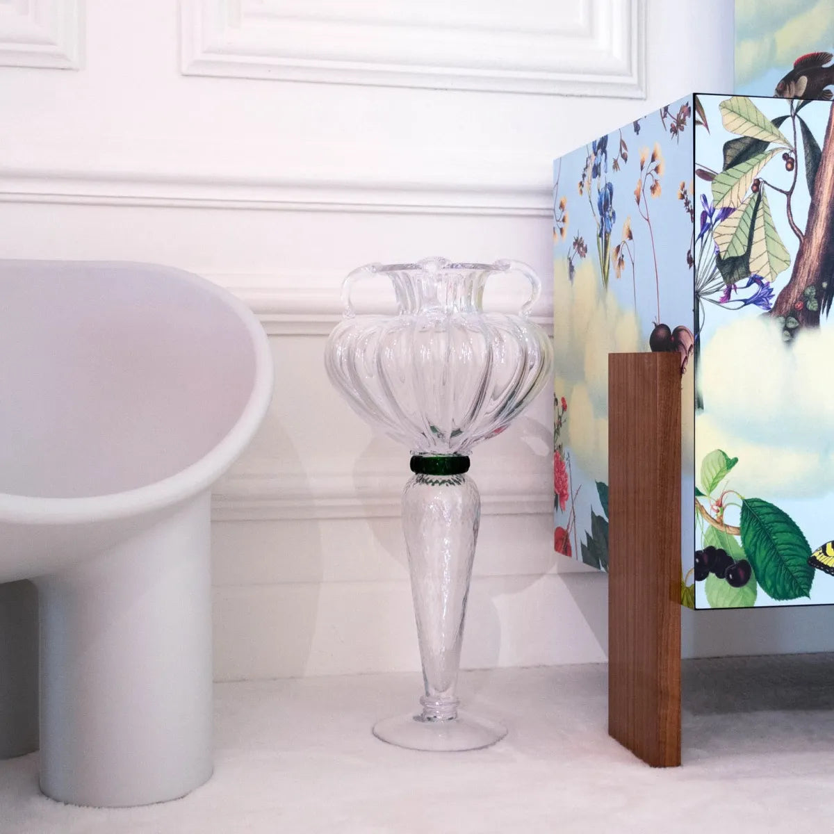 Hera vase transparent glass with green