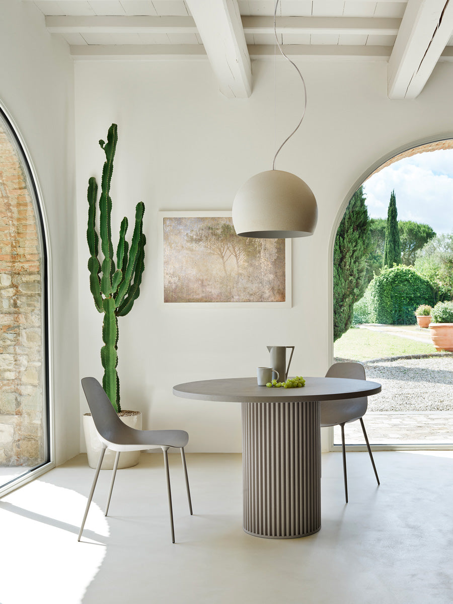 Beige outdoor round table HERCLE