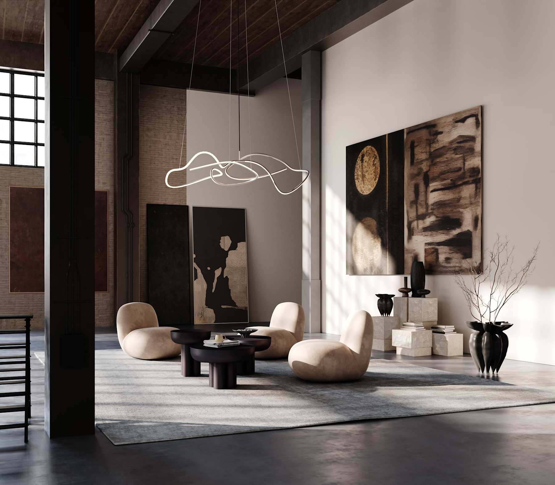 Fotel bez podložiek TOE FLAT béžová nubuková koža