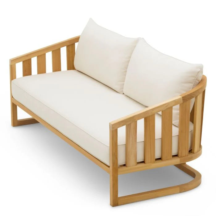 ARUBA Cream Outdoor Sofa with Wooden Base