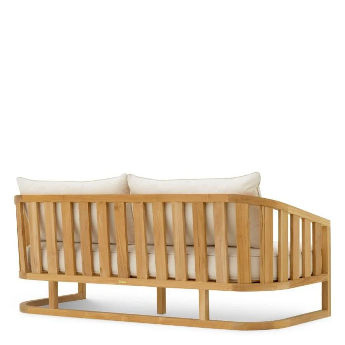 ARUBA Cream Outdoor Sofa with Wooden Base