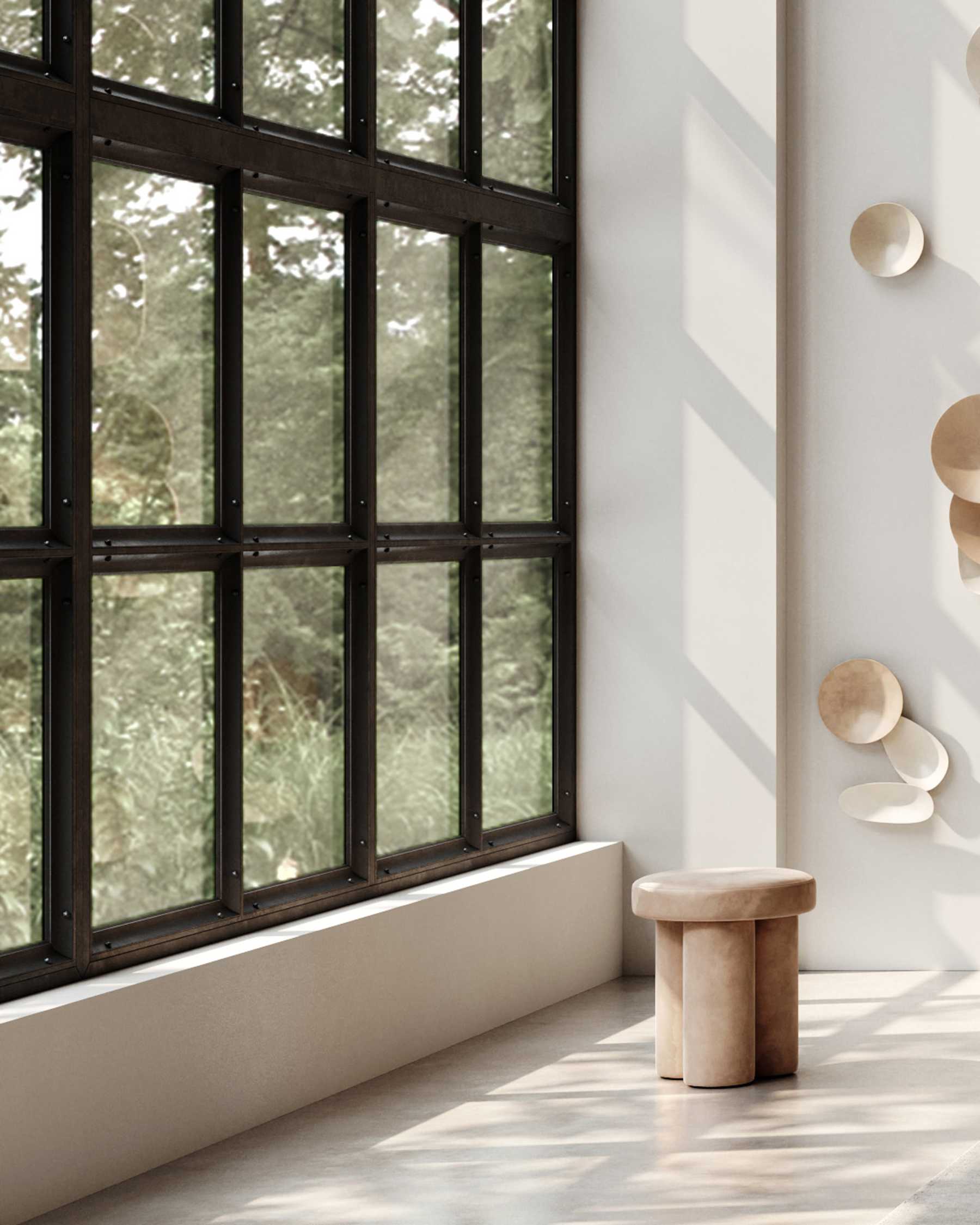 BIG FOOT stool beige nubuck leather