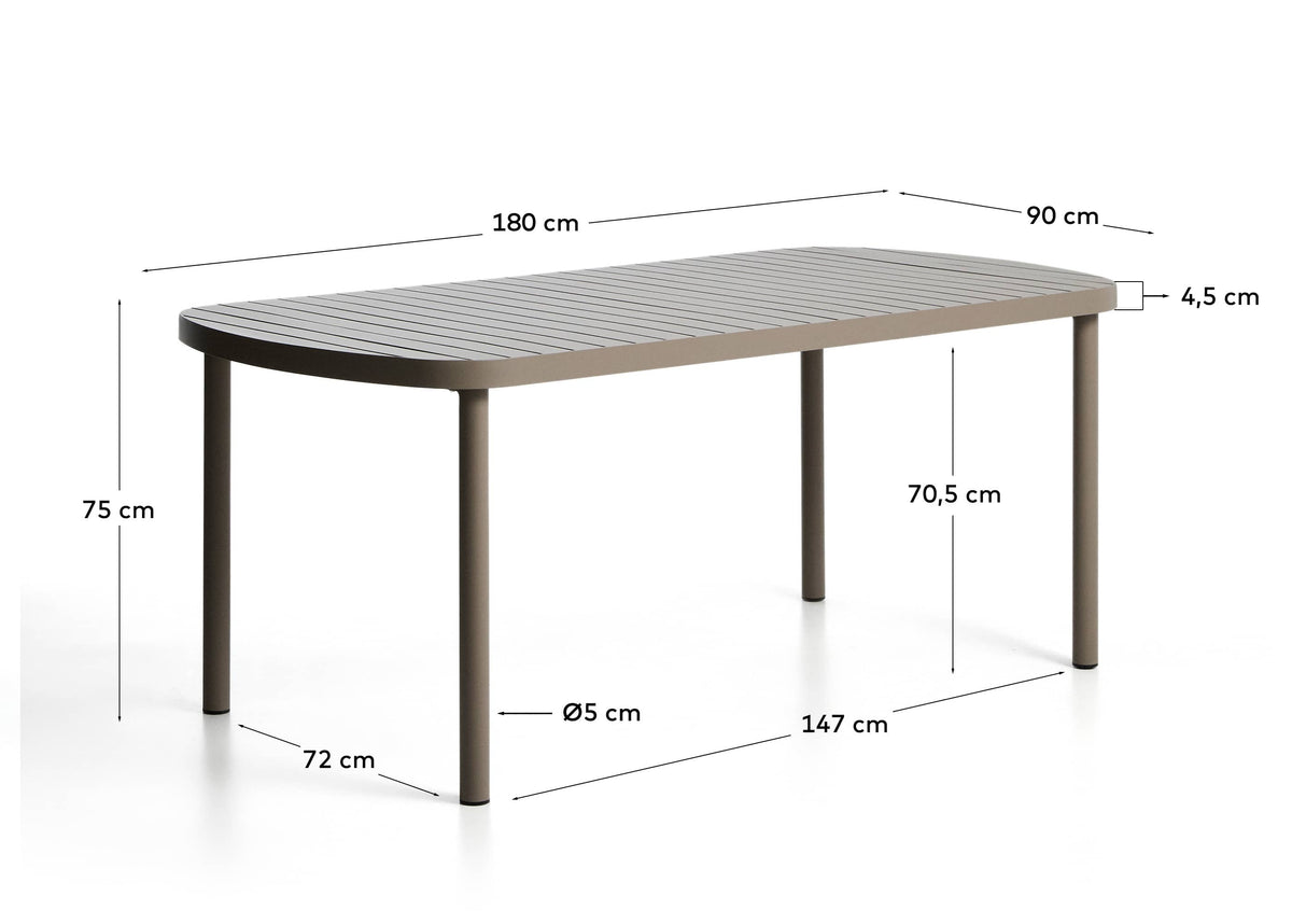 Stół ogrodowy JONCOLS ciemnoszary aluminium – wymiary