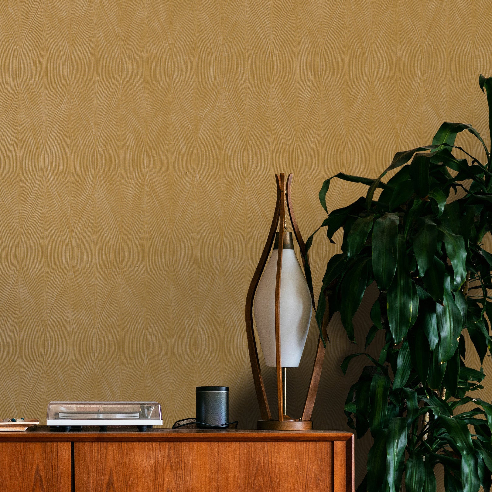 Štrukturálna metalická tapeta s abstraktným vzorom KERAMOS - JAUNE D'OR tmavožltá