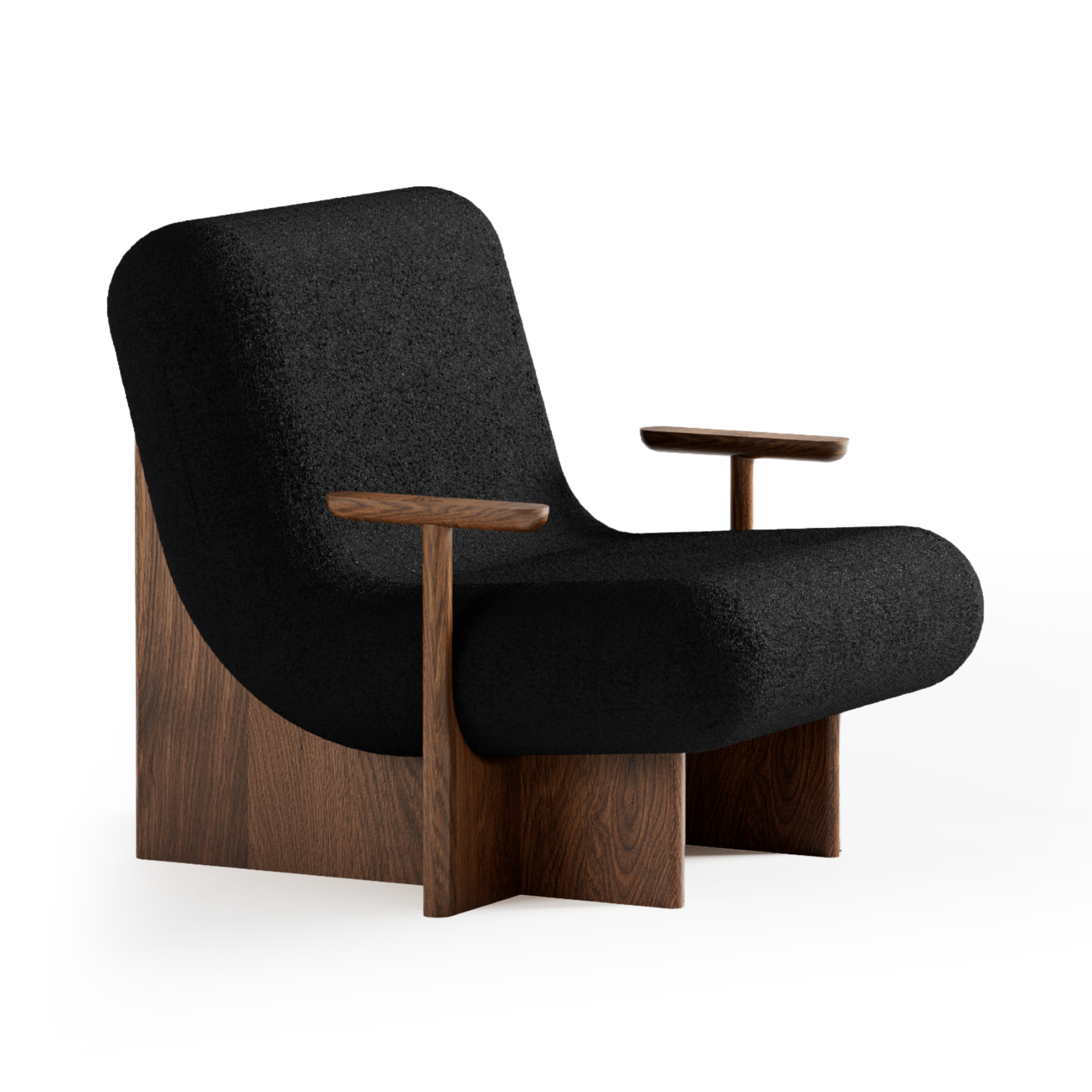 KIVO Armchair in Black with Dark Oak Base