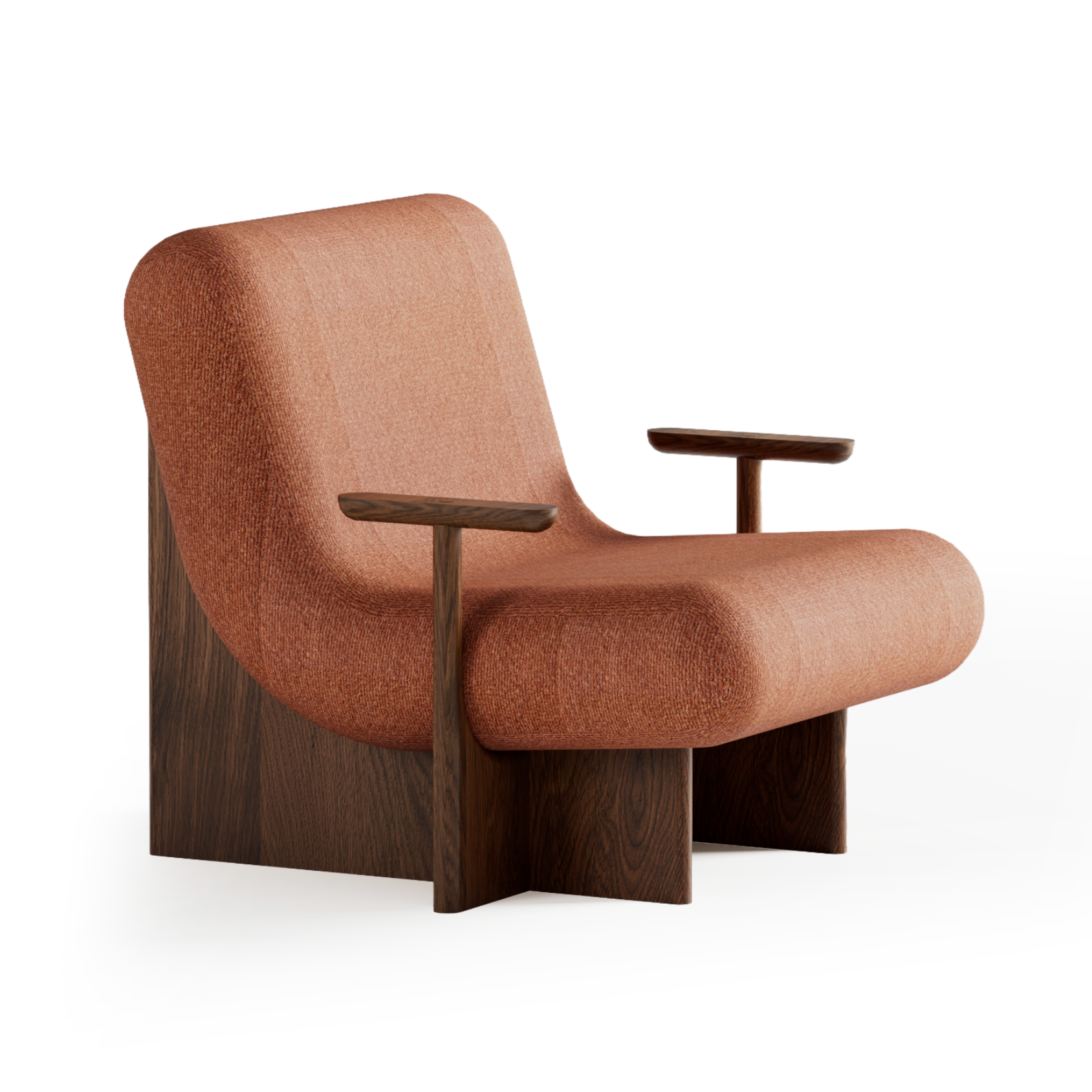 KIVO Armchair in Rust with Dark Oak Base