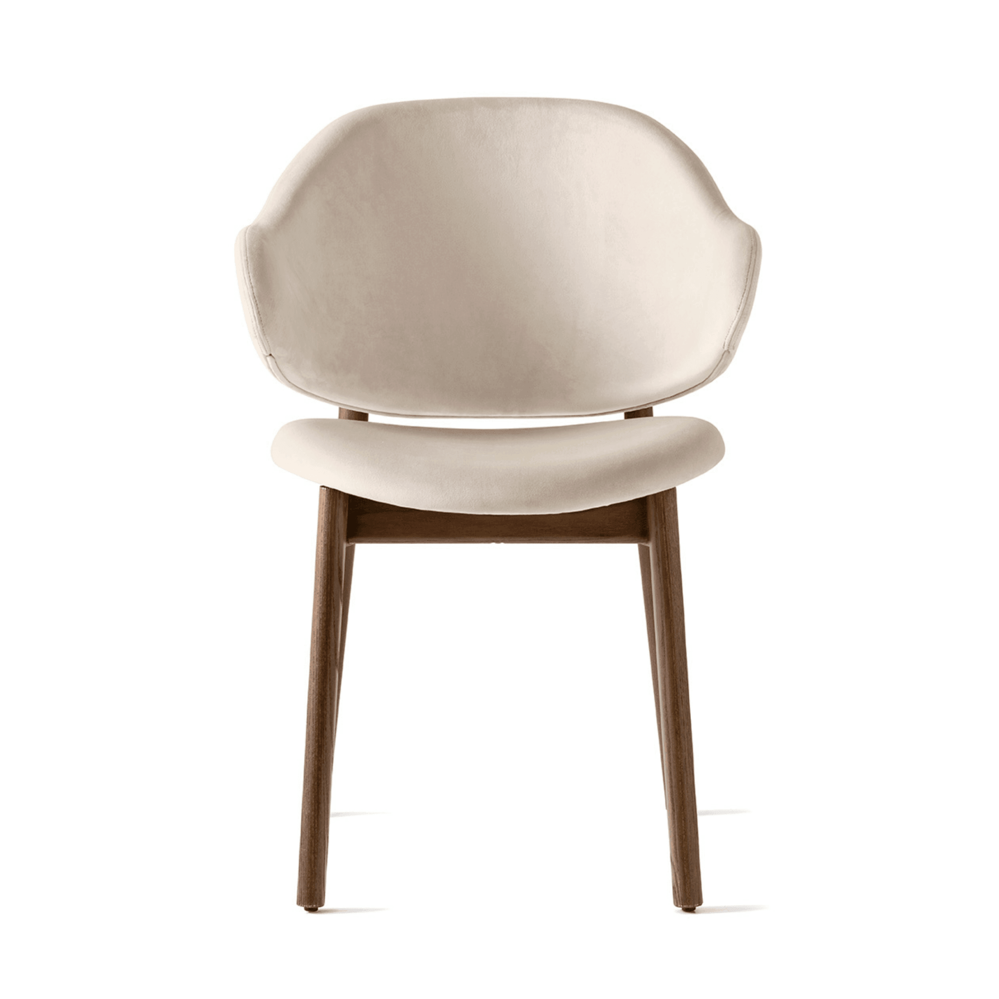Krzesło aksamitne HOLLY kremowy z drewnianą podstawą Calligaris ciemnobrązowa   Eye on Design