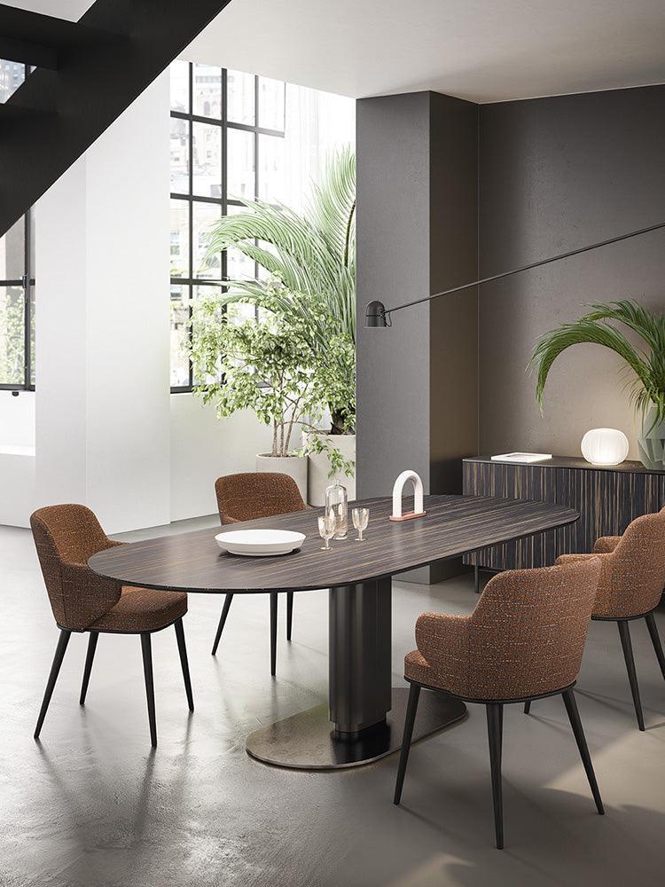 Krzesło z podłokietnikami FOYER melanż brązowy z drewnianą podstawą Calligaris    Eye on Design