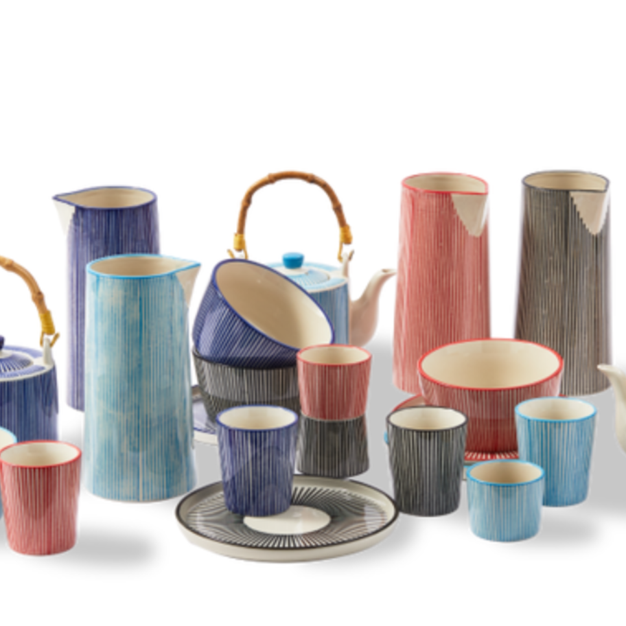 Sada hrnčekov na kávu MARINE STRIPED farebná kamenina