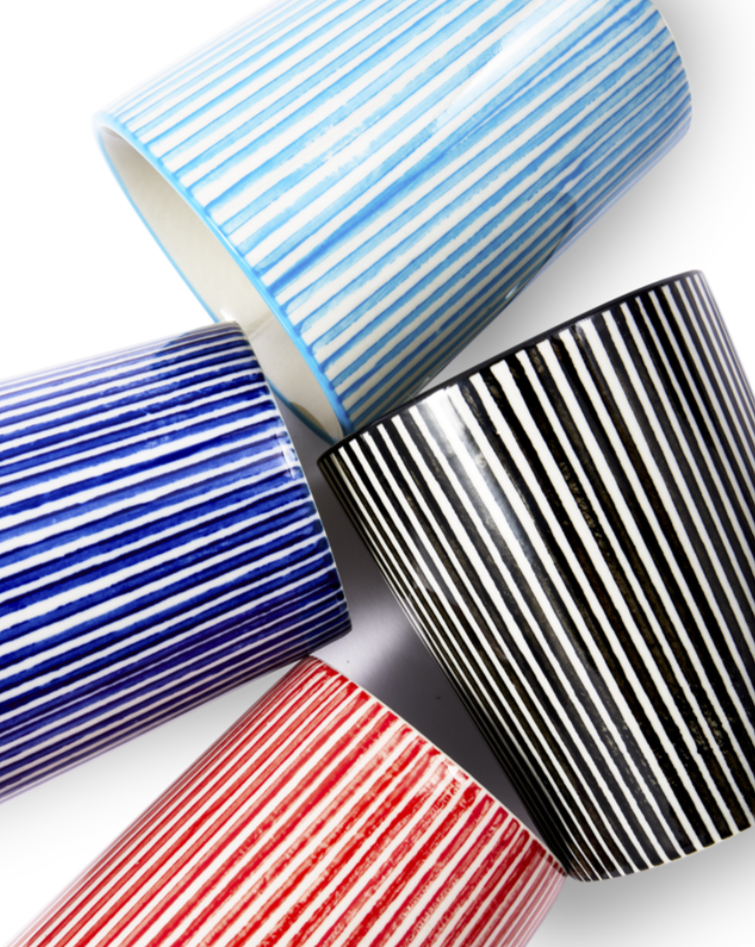 Sada hrnčekov na kávu MARINE STRIPED farebná kamenina