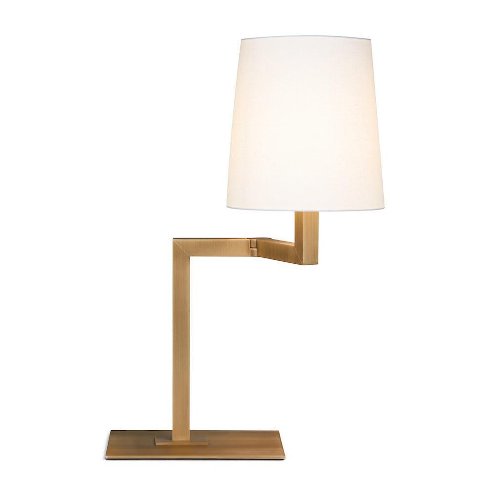 Lampa stołowa TONDA DESK satynowy brąz Contardi biała bawełna bez opcji ściemniania  Eye on Design