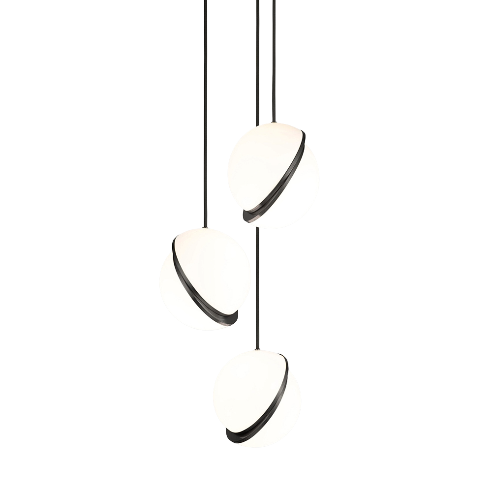 Lampa visiacá 3-bodová CRESCENT s opálovým tienidlom a čierneným mosadzom