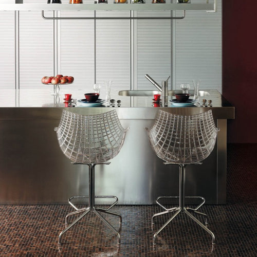 White Meridiana Hocker with a black base