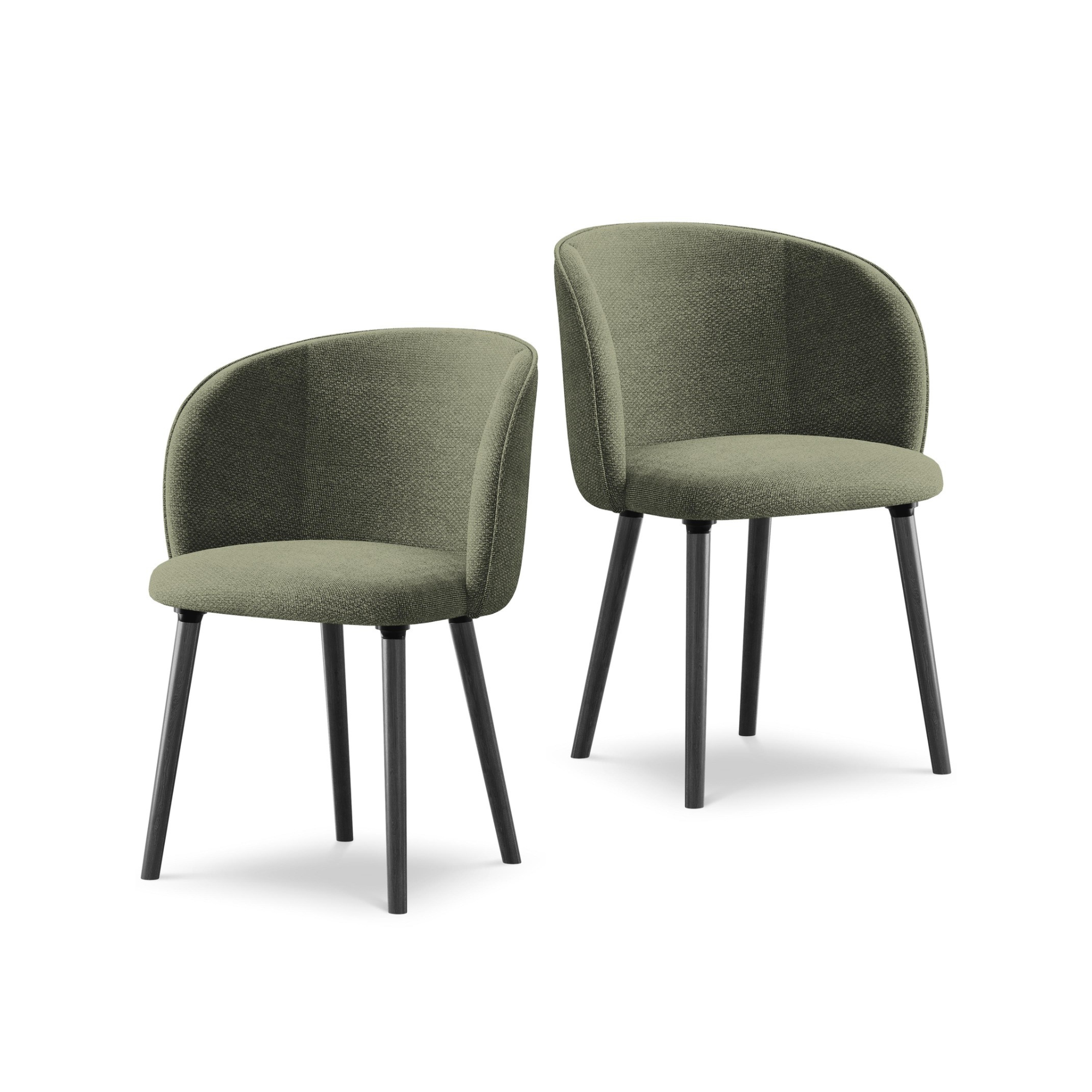 Stolička MAIA olivový boucle s čiernym dubovým podstavcom